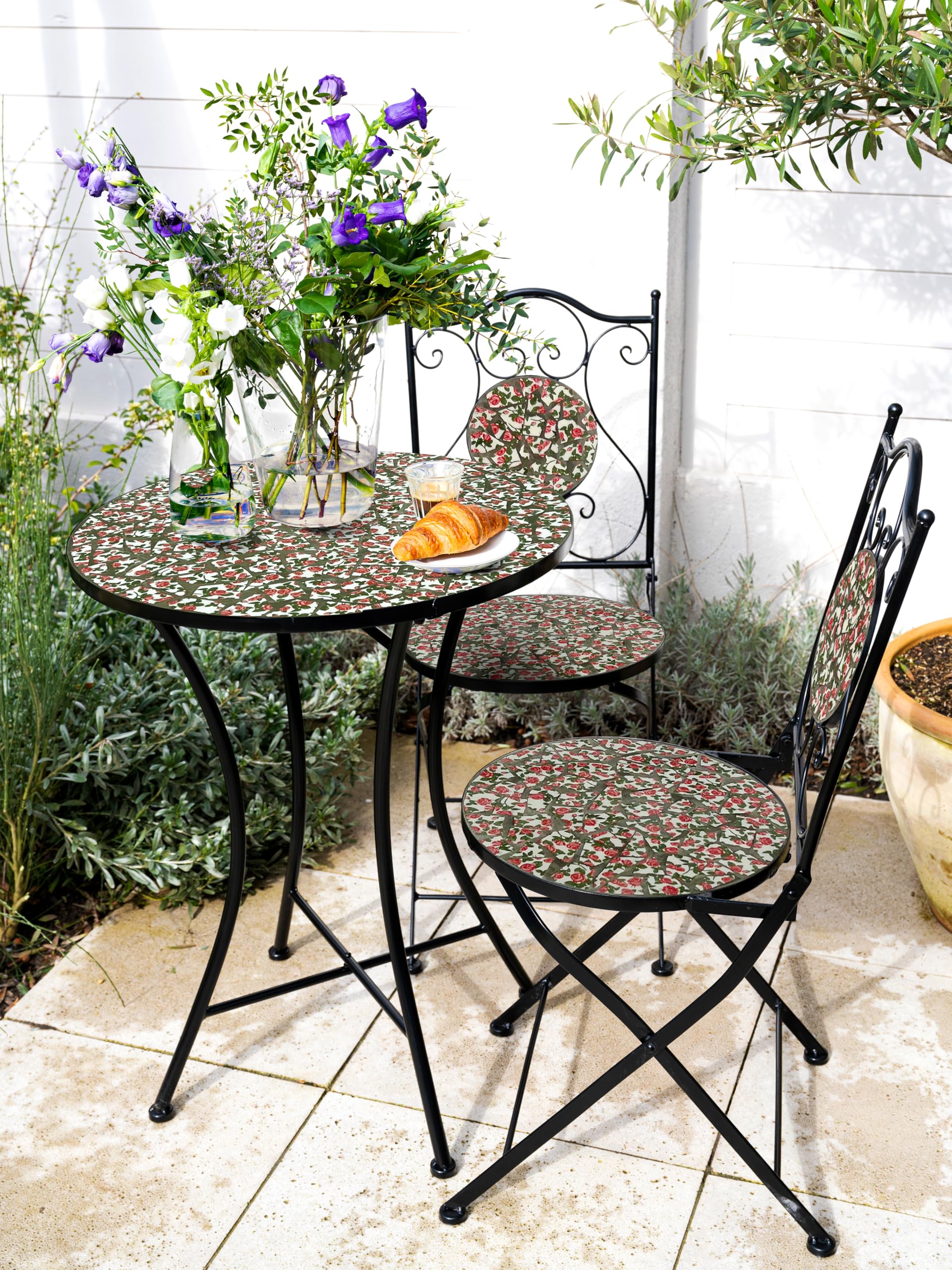 AXI Amélie Table et chaises bistrot, 2 Chaises 1 Table, Ensemble Bistro Extérieur Rose Rose | Salon De Jardin Bistrot, Table Bistrot Mosaique pour Jardin/Balcon/Terrasse