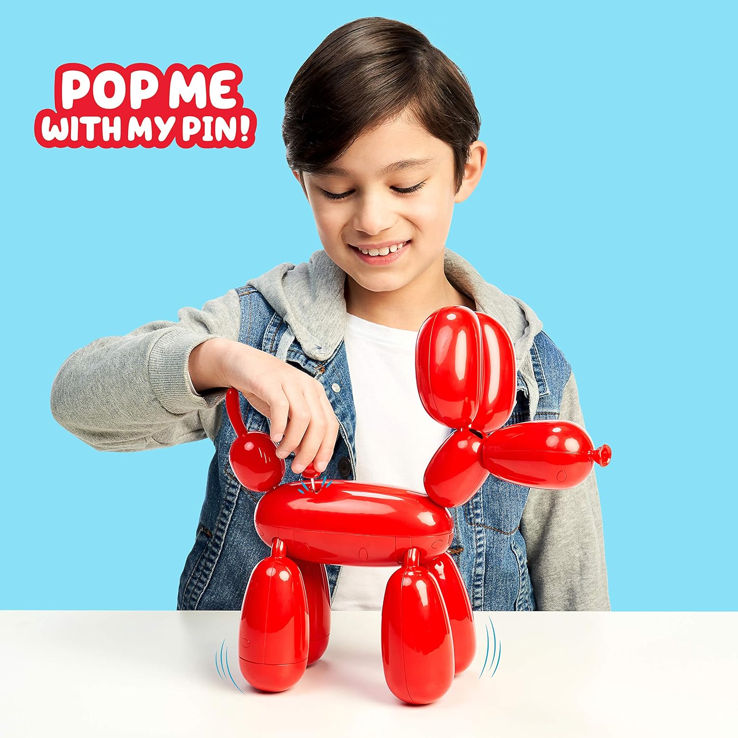 Squeakee The Balloon Dog - Feed Him, Teach Him Tricks, Pop Him, and Watch Him Deflate!, Red