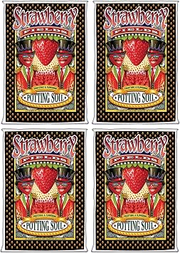 FoxFarm Strawberry Fields Fruiting & Flowering Potting Soil, 1.5cu ft Pack of 4 - Designed to Pump Up Your Blooms, Fruits, and Berries - Made for the Fruiting and Flowering Stages of Plants