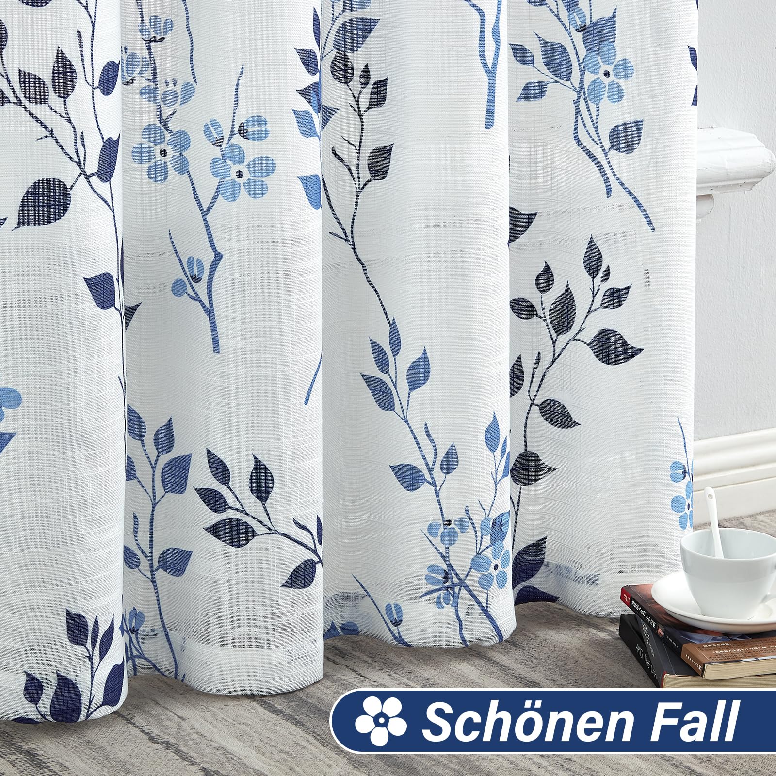 Tende per camera da letto in stile rustico 96 blu navy