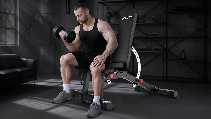 Bild 6 - JOROTO MD65 Hantelbank Verstellbar, Multifunktions Hantelbänke für Zuhause, Trainingsbank mit Max Belastung 800KG, 9-Fach Verstellbarer Rückenlehne und 3-Fach Verstellbarer Sitzfläche Fitnessbank