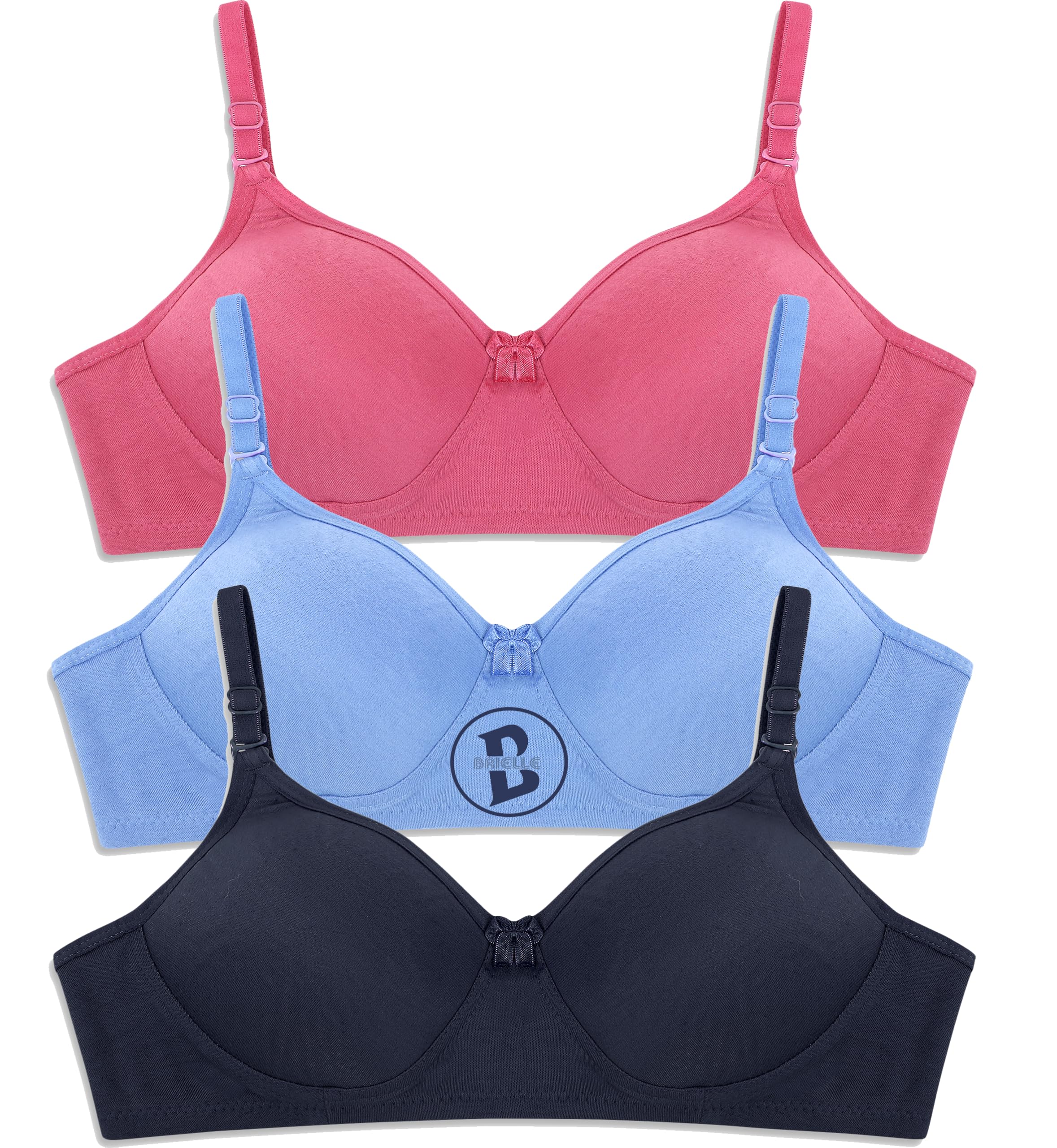 BRIELLEWomen's Cotton Light-Padded Wire-Free Seanless Bra Pack of 3