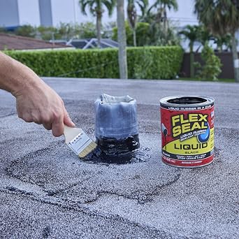 Flex Seal Liquid, Rubber Coating Sealant, Waterproof, Flexible, Breathable, and UV Resistant, Roof Repair, Basements, RV, Campers, Trailers, Marine, EPDM, Masonry, Black, 16 oz