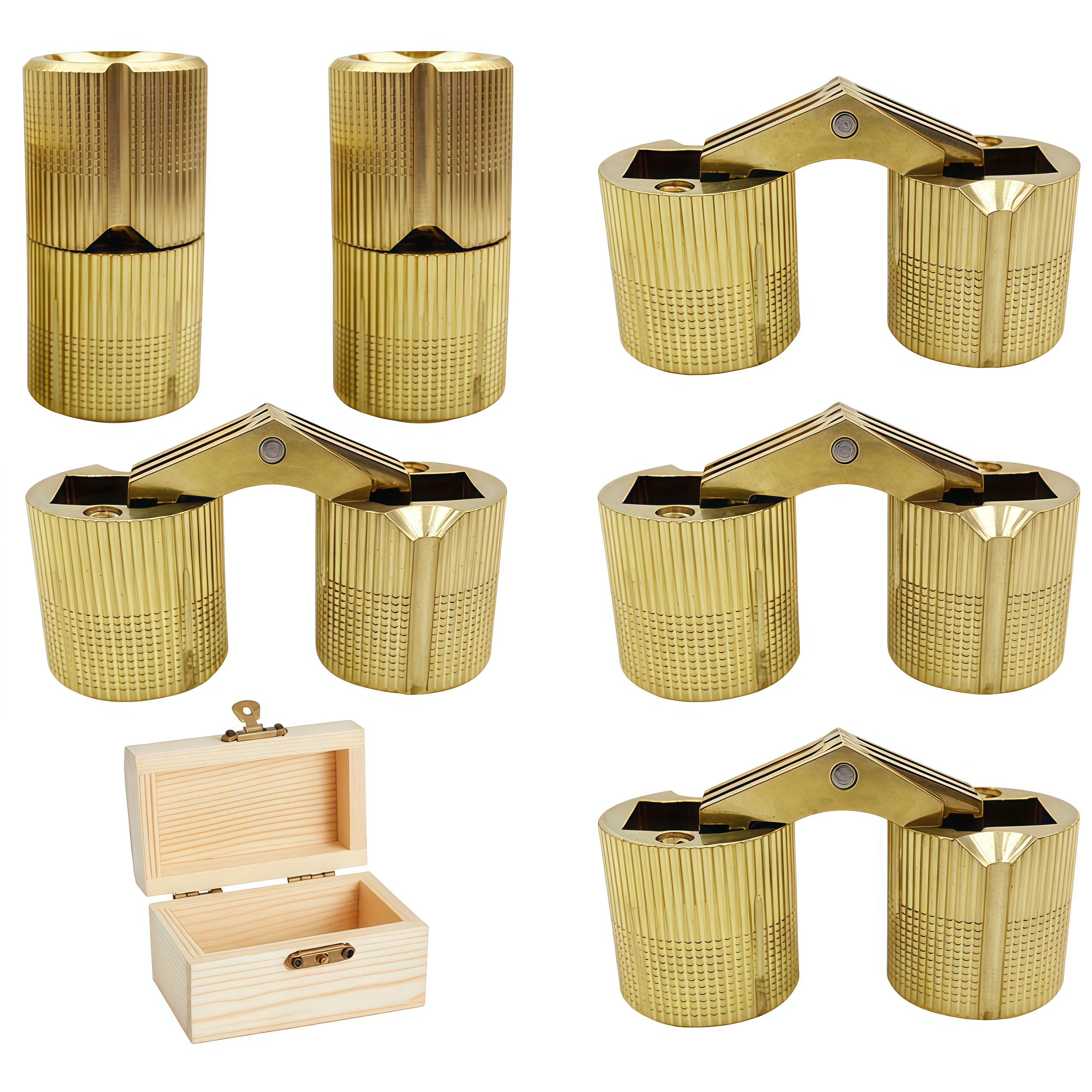 Vbnexyr Regular Folding Hinge 6 Piece Pack Of 180 Degree Openable Brass Concealed Hinges Suitable For Jewelry Boxes Music Boxes Diy Woodworking 24Mm