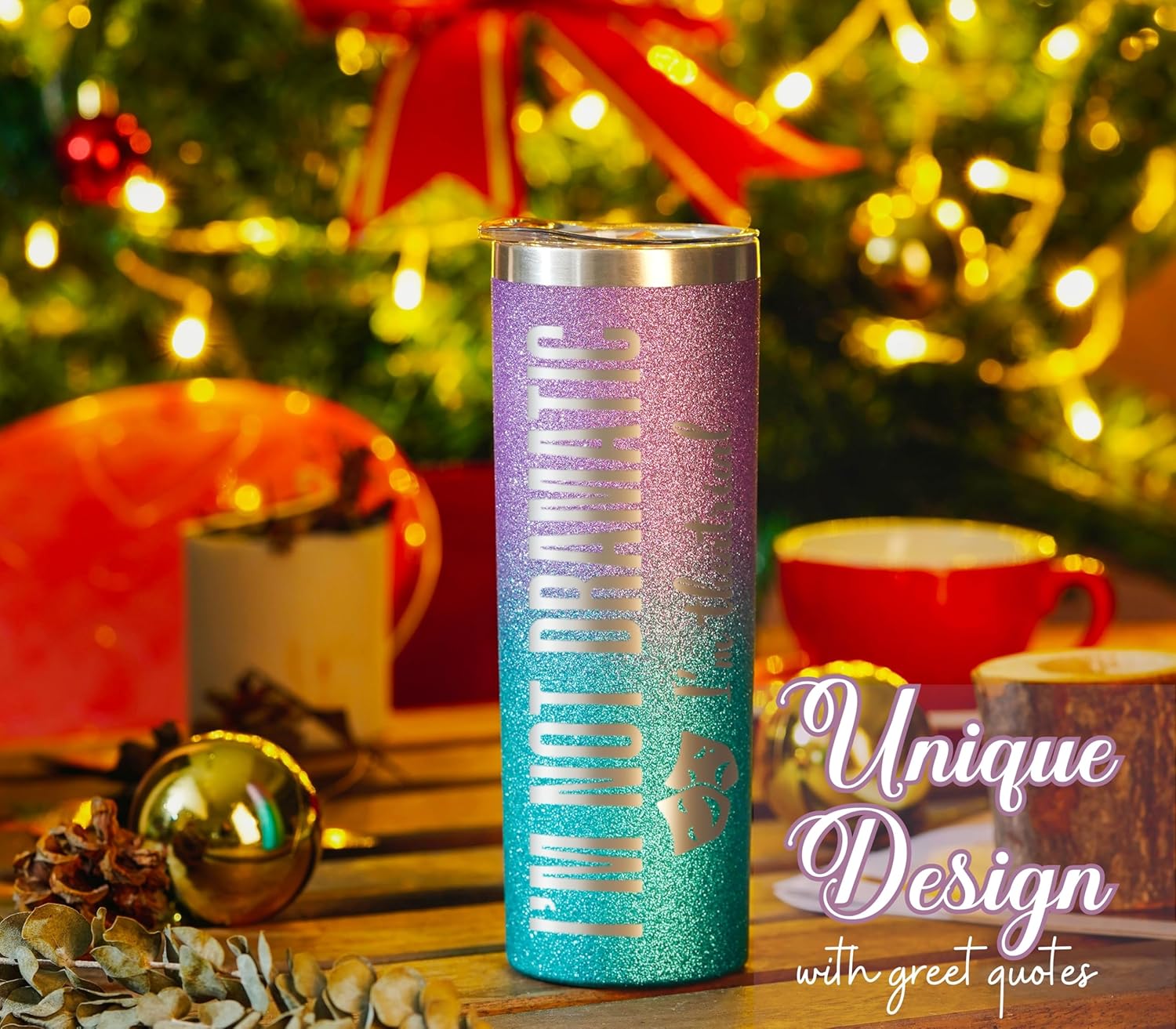 Onebttl Theater Gifts, Broadway Gifts for Musicians, Actors and Music Teacher on World Theatre Day, Birthday and Chistmas, 20 oz Insulated Stainless Steel Tumbler - Dramatic - Image 4