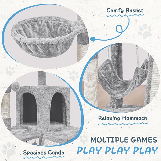 Árbol para Gatos Yaheetech 40 Pulgadas con Hamaca y Rascador miniatura 7