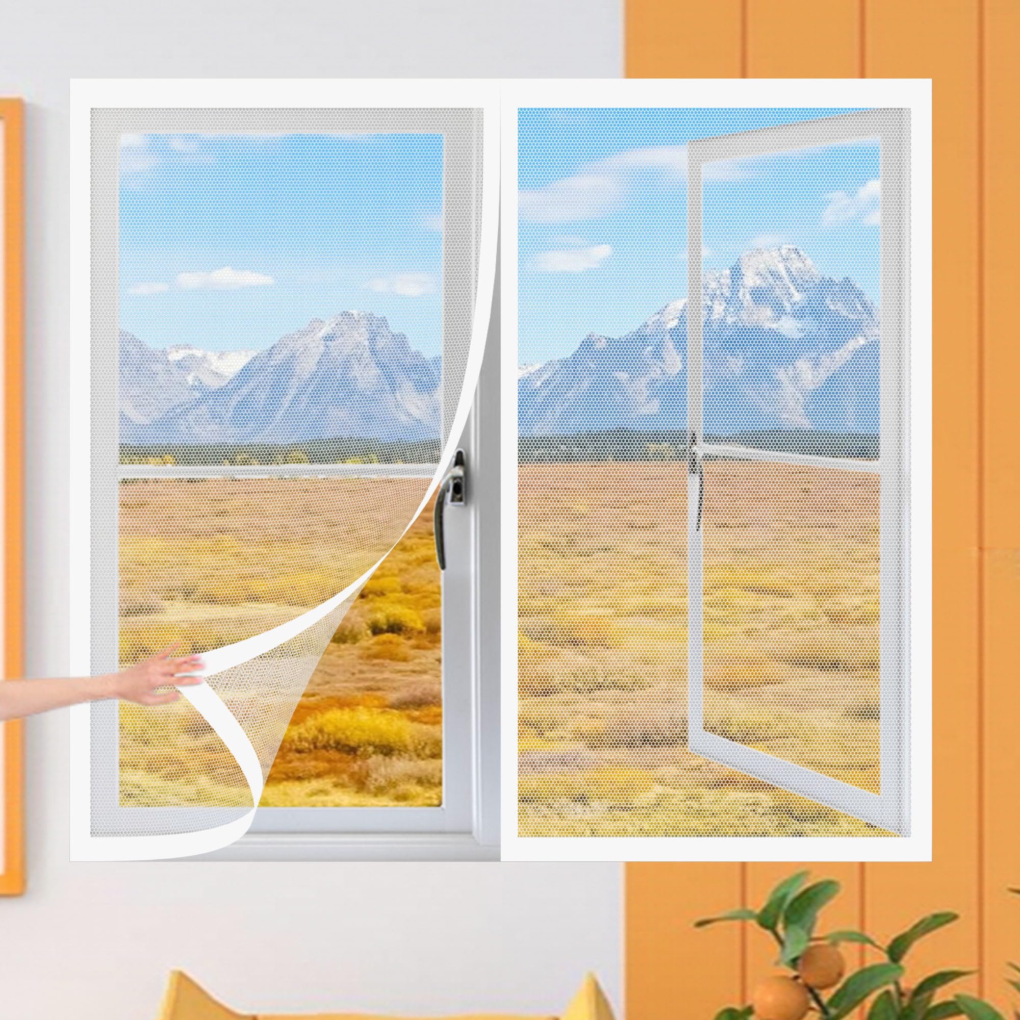 Gouer White Diy Fly Screen Windows 170 X 130 Cm Keep Fly Mosquito Out Selfadhesive Window Guard Screen Easy Install For Windows Doors And Patio Screens,