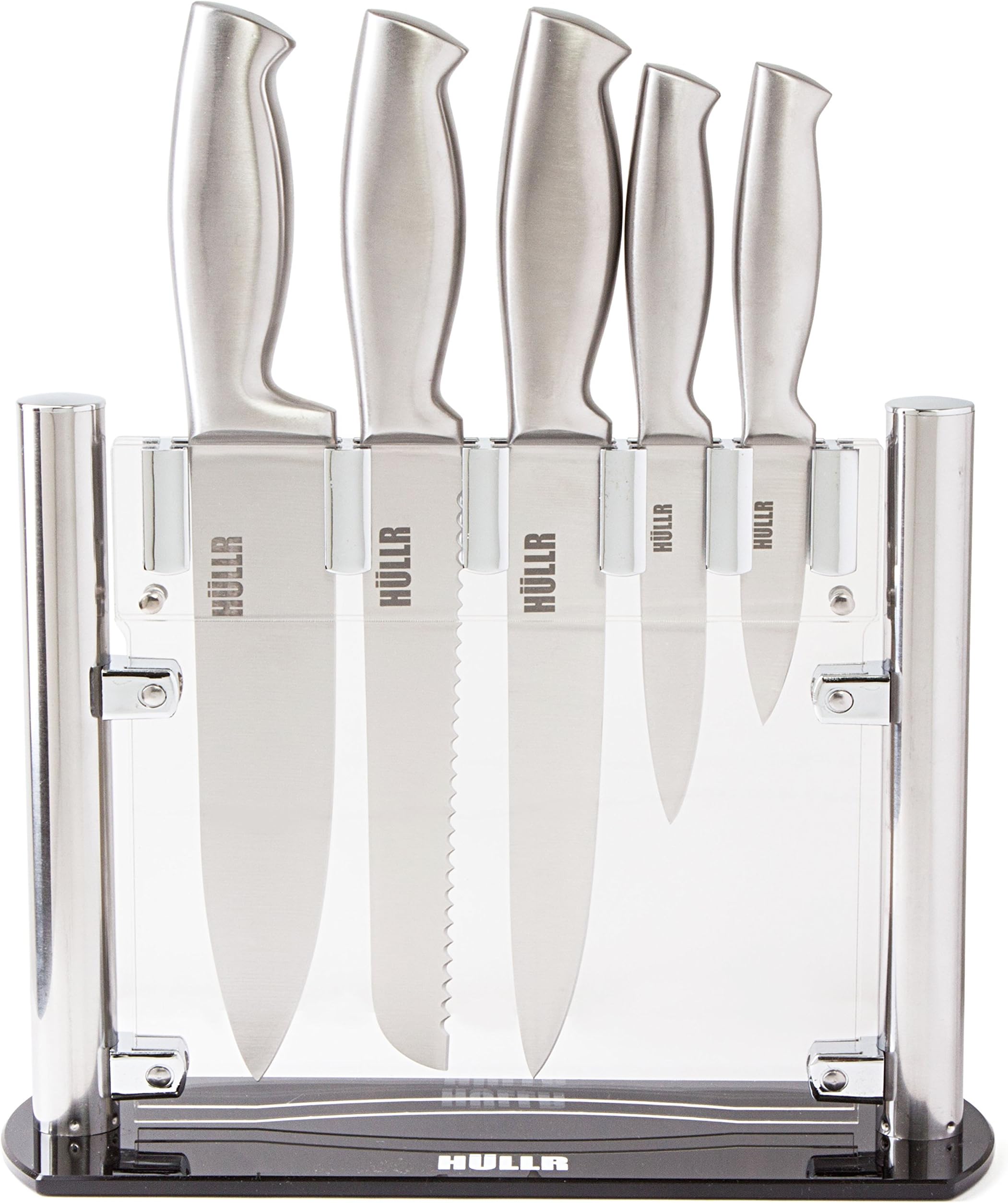 HULLR Stainless Steel Kitchen Knife Set with Acrylic Stand - 6 Piece Set