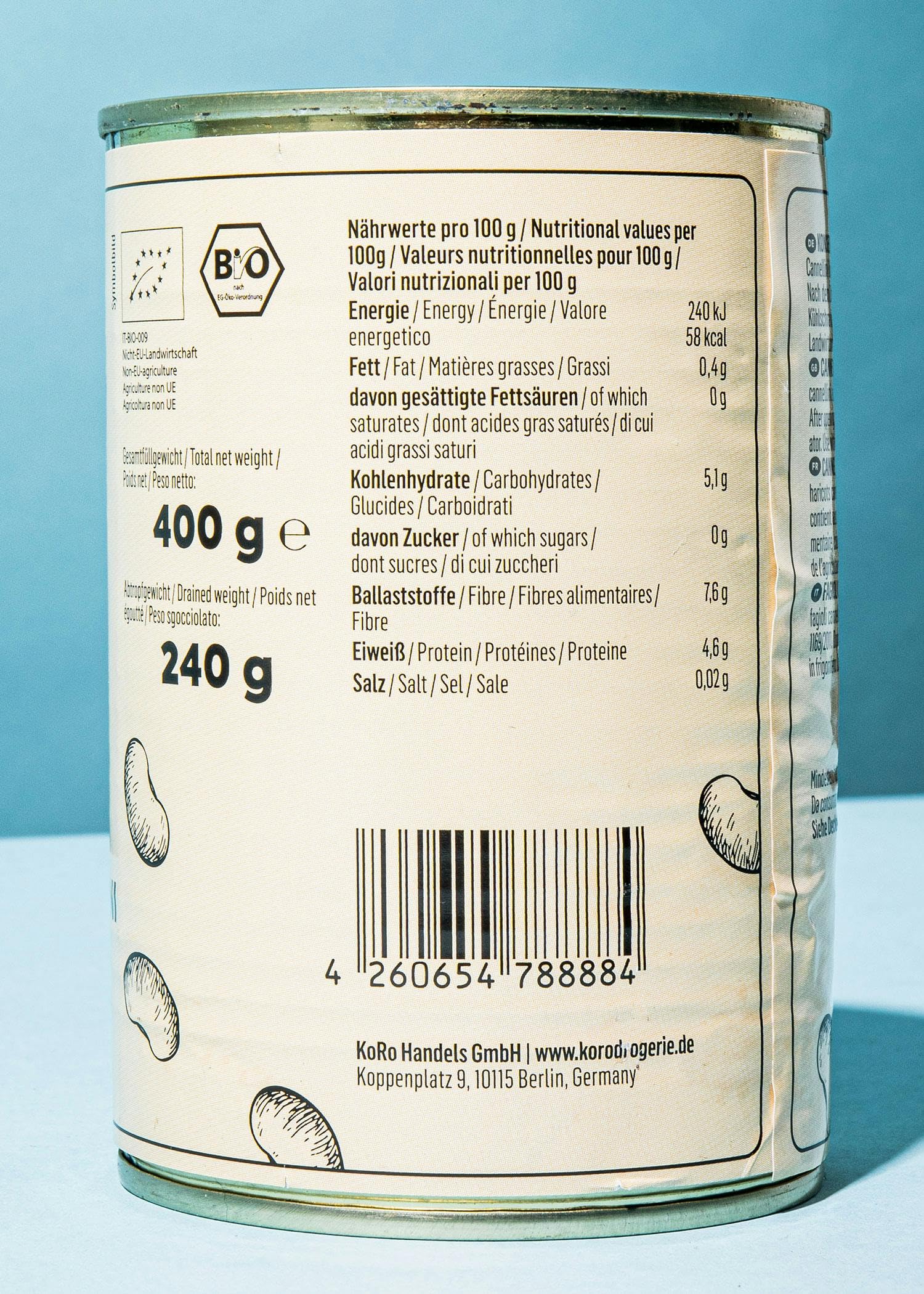 KoRo - Fagioli cannellini bianchi in scatola bio | 12 x 240 g