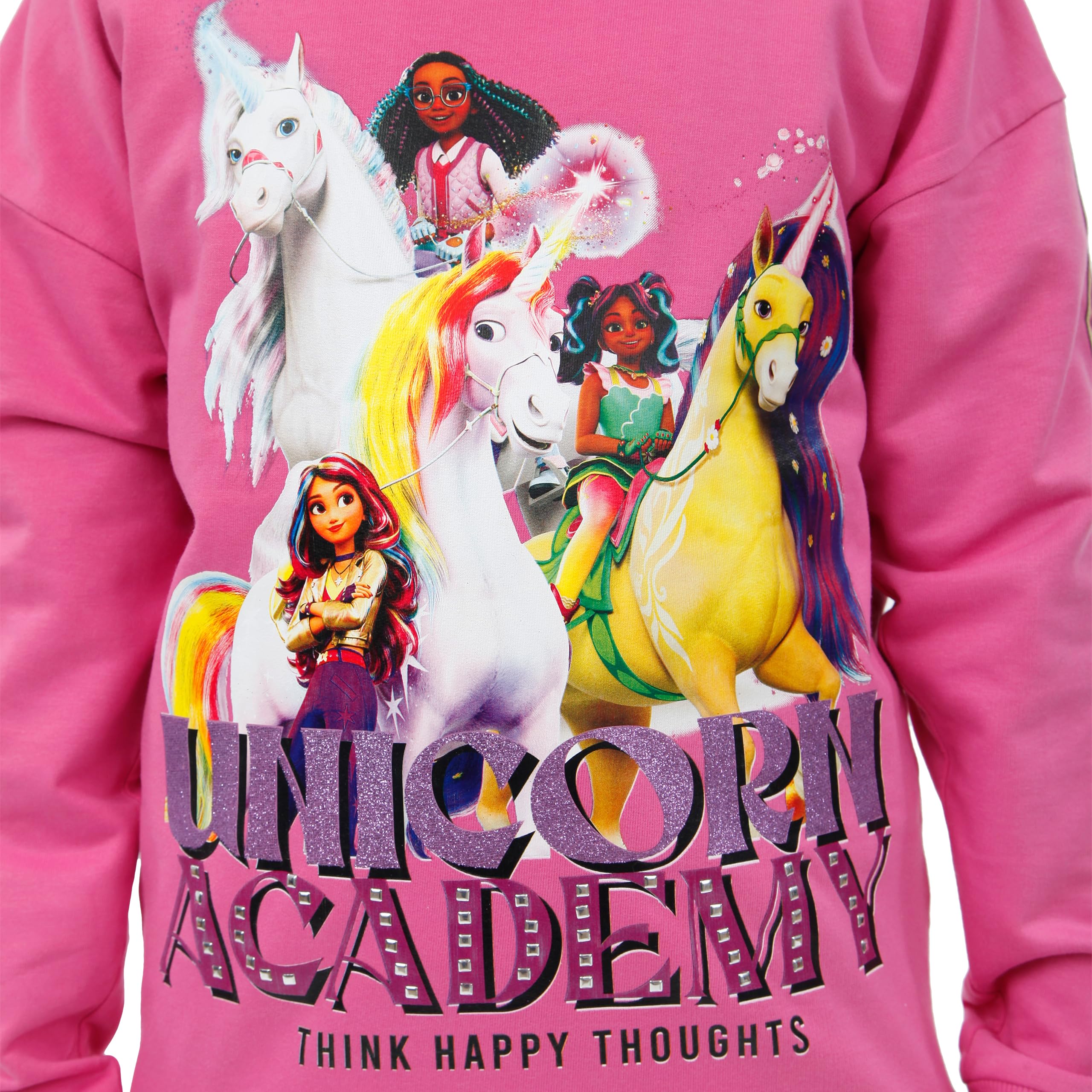 Bluza Dla Dziewcząt Z Akademii Jednorożców | Bluza Z Jednorożcem Dla Dziewcząt | Bluza Dla Dzieci Sophia I Wildstar | Różowy 122