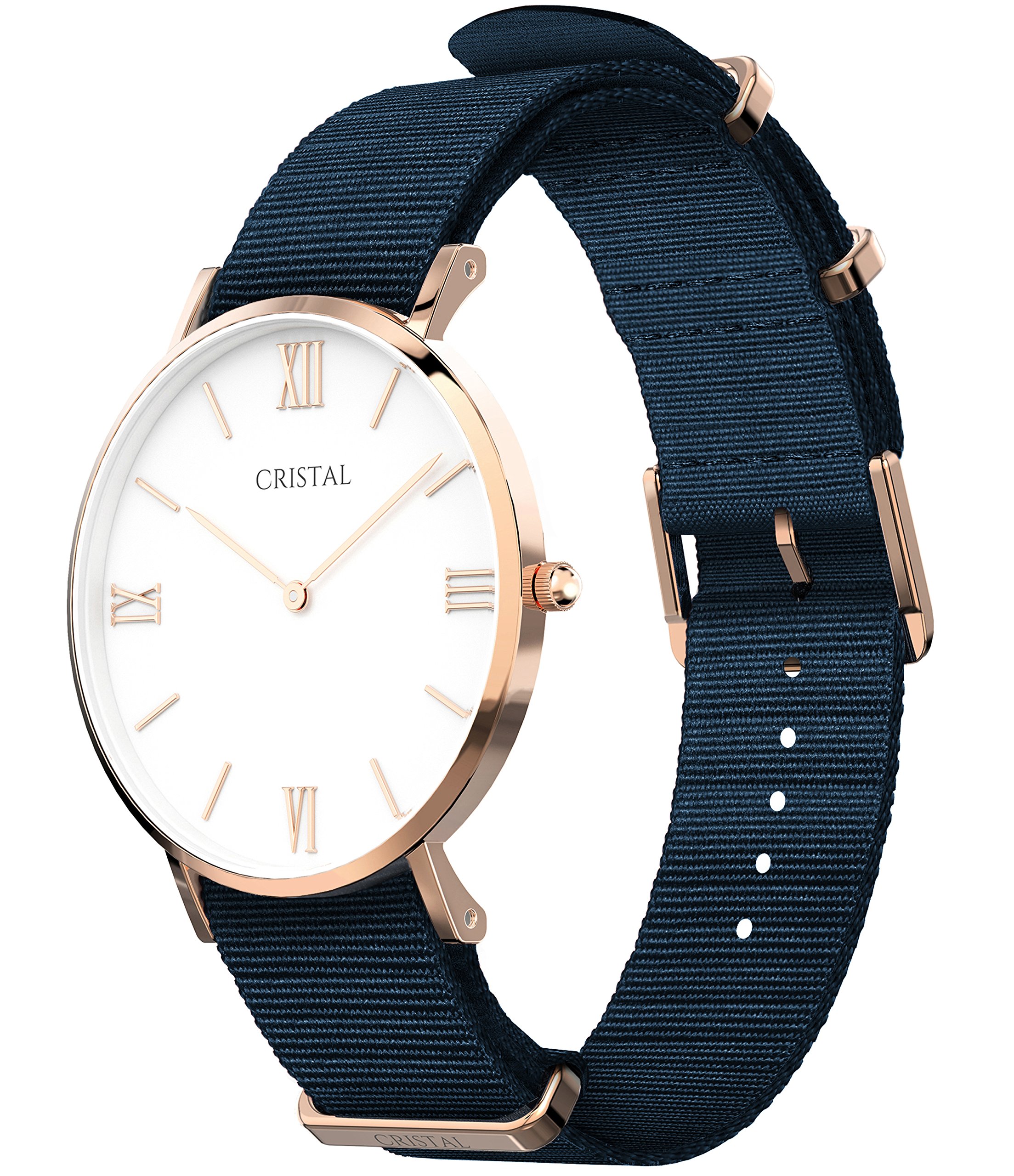 Cristal. orologio in oro rosa, unisex, cinturino in nylon