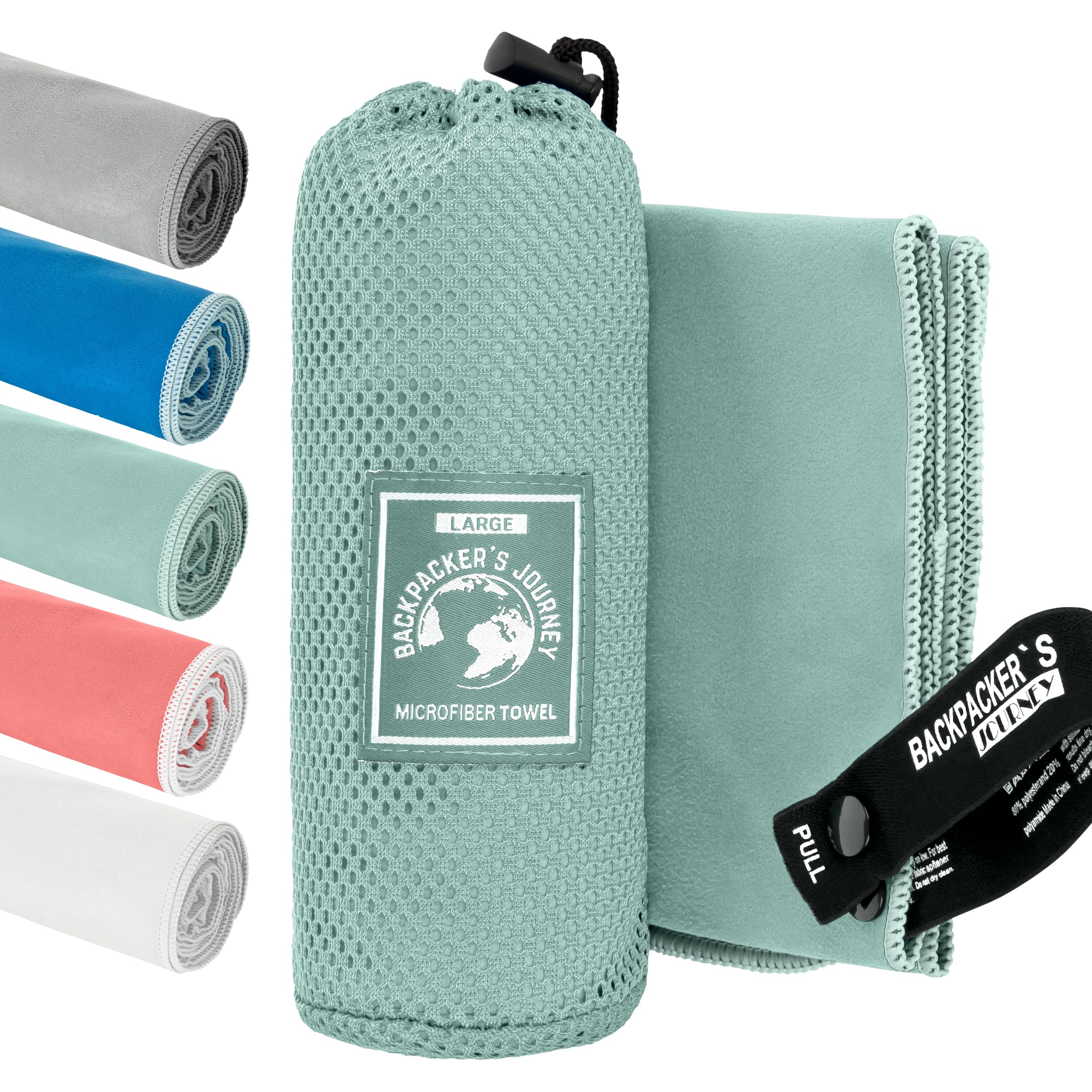 Backpacker's Journey Microfibre Travel Towel Sets– Quick Dry, Lightweight, Ultra Absorbent & Antibacterial – Beach, Camping, Gym & Swim – Sizes S to XL with Mesh Bag — image 1