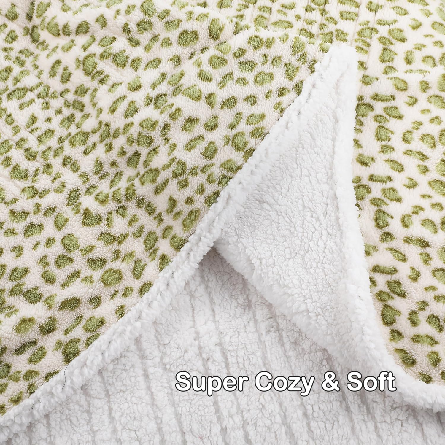 Eydna Electric Heated Blanket Throw Size 50"×60" with 9 Heating Levels & 1-10 Hs auto Off, Heating Throw Double Sided Sherpa, Energy Efficient, Machine Washable, Leopard Print Green & White
