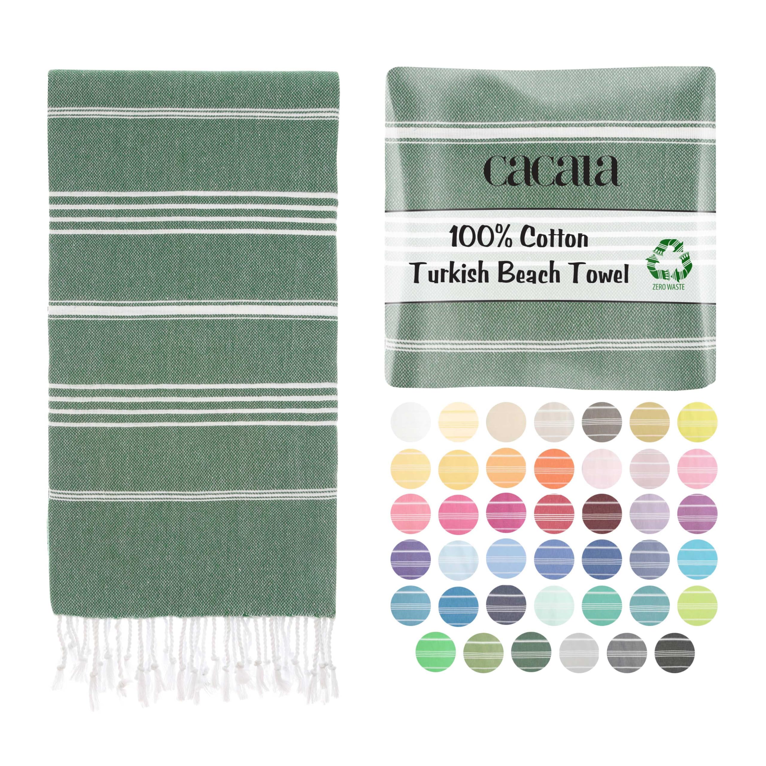 Cacala Lightweight and Thin Turkish Beach Towel 100% Cotton Sand-Free and Quick-Drying Goodness Perfect as an Extra Large Travel Towel, Beach