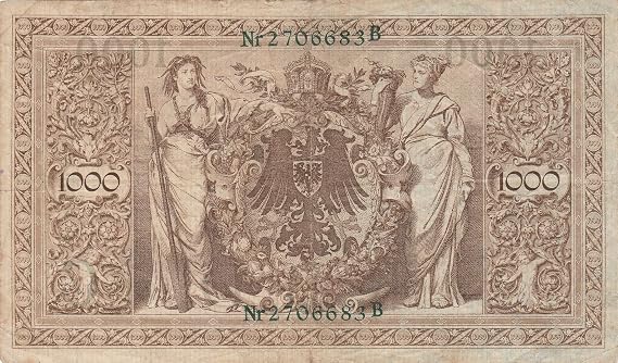 Huge 1910 German Empire Authentic 1000 Mark Banknote