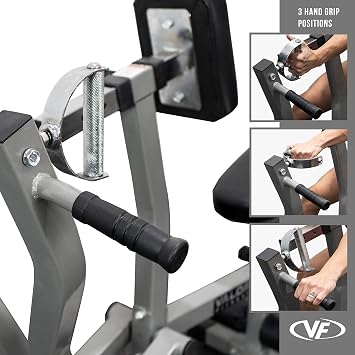 Valor Fitness Seated Row Machine Plate Loaded with Converging Arms & Multi-Grip Handles, 400 lb Capacity, 2 Plate Adapters for Back & Chest Strength Training Home Gym Equipment