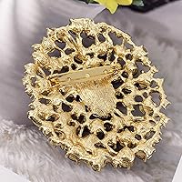 Vista 3 de SELOVO Broche de purpurina ovalada grande grande con diamantes de imitación en tono dorado