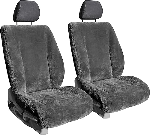 Miniatura 8 de Asientos delanteros fundas de asiento de piel de oveja personalizadas ShearComfort para Ford F150 (2017-2020) en color camello para cubos con