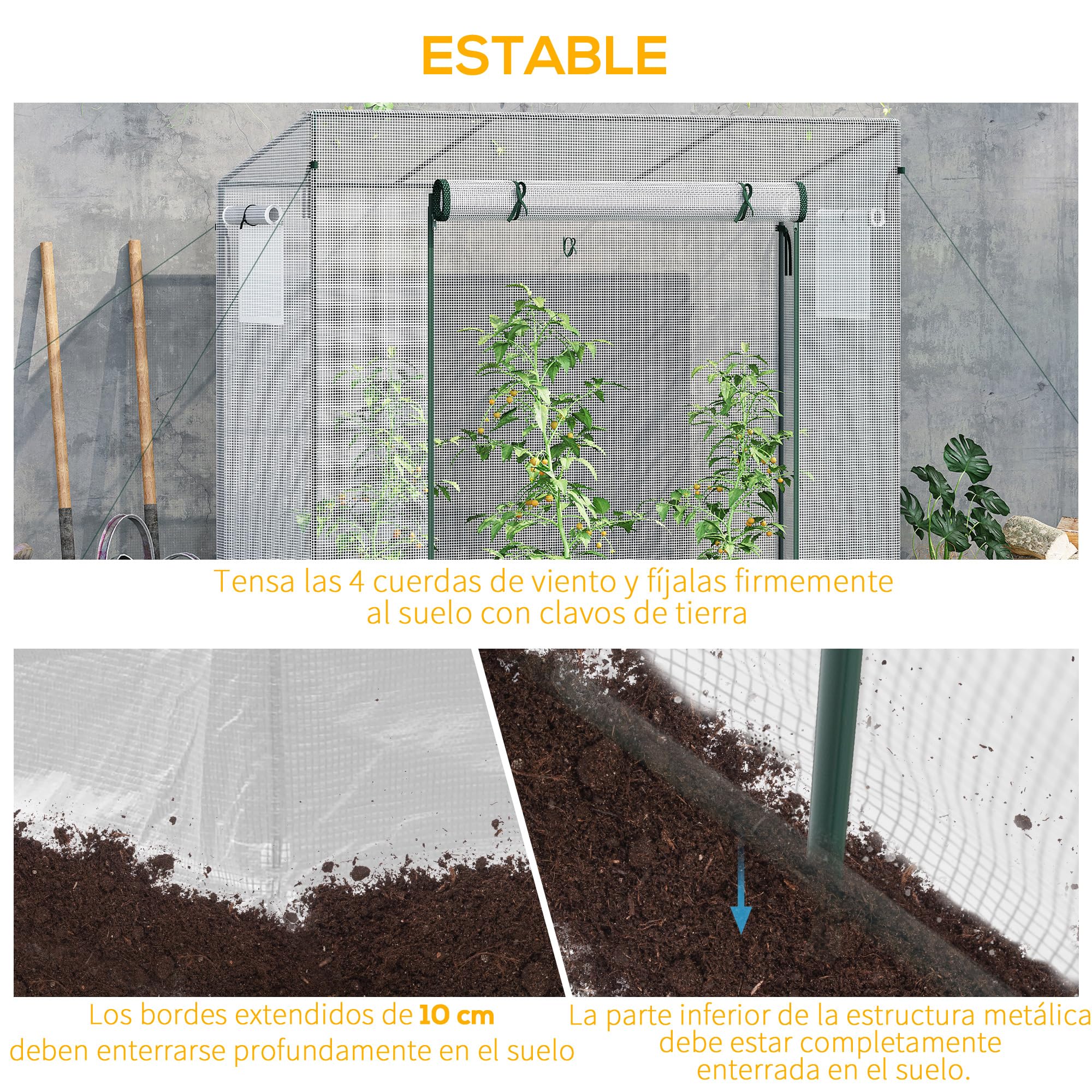 Outsunny Invernadero Pequeño Exterior con 2 Ventanas 200x76x168 cm Blanco | Invernadero de Exterior, Marco de Acero, Cubierta de PE 140g/m², para Cultivar Tomates Plantas Flores
