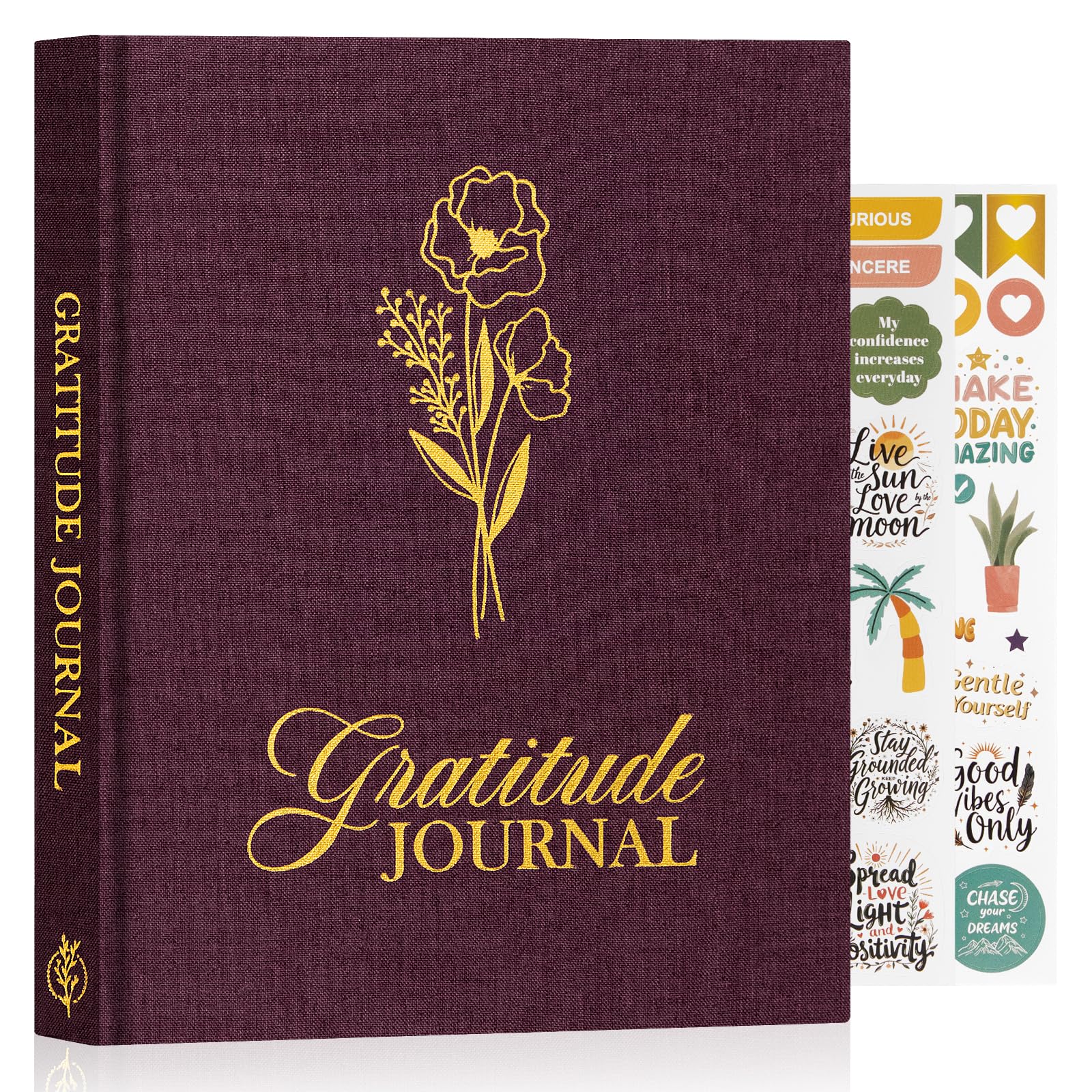Lanpn Daily Gratitude Journal for Woman Men, The 5 Minute Gratitude Diary with Prompts, Linen Affirmation Mindfulness Positivity Planner, 156 Page Better Every Day Reflection Guided Notebook, Purple