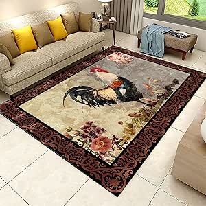 Amazon.com: PLMHXC Rooster Area Rugs, 3x4ft, French Countryside Farm ...