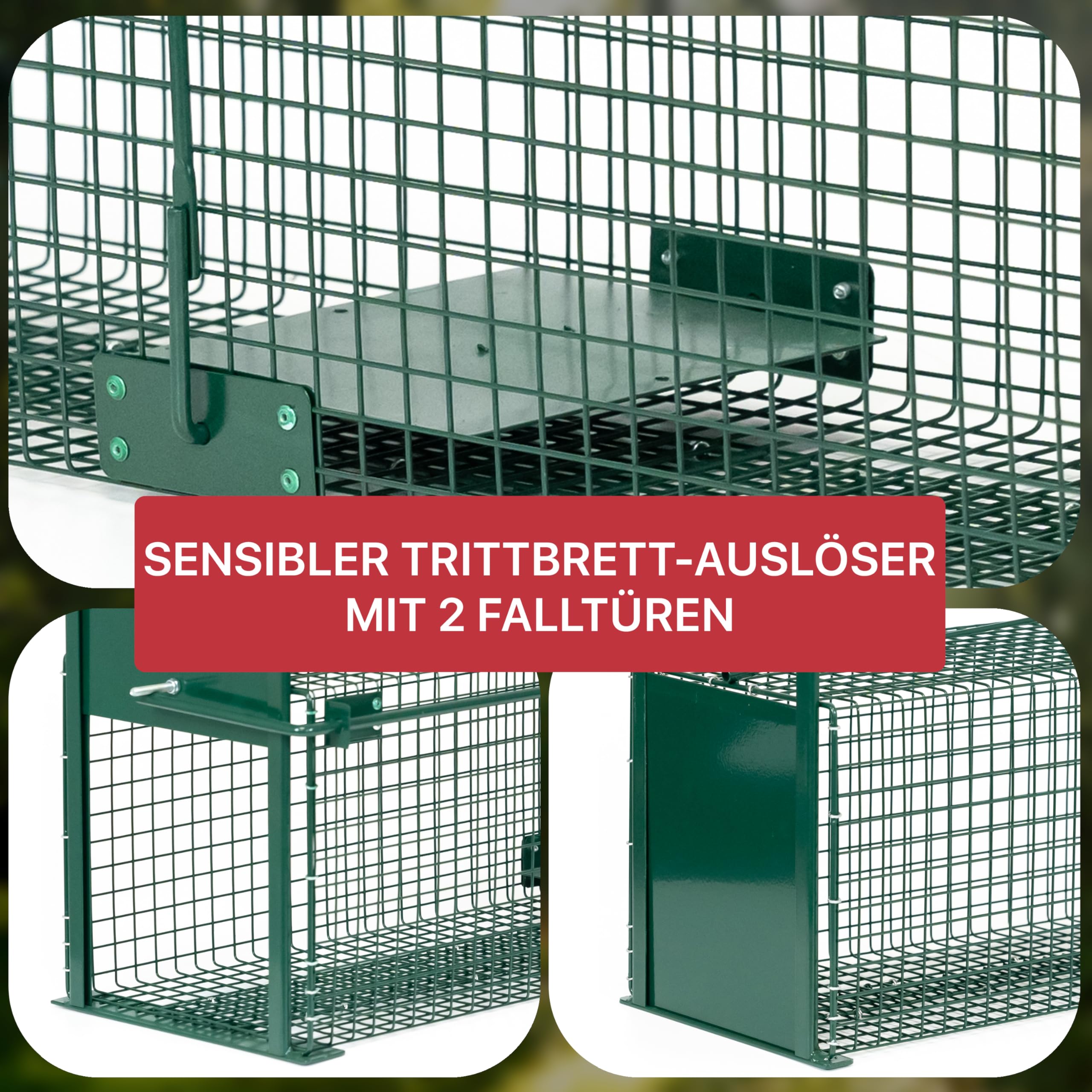 ITA Lebendfalle 5067 61x23x21 cm - Wetterfeste & Zuverlässige Falle für Ratten, Marder, Siebenschläfer und ähnlich große Tiere - Rattenfalle Marderfalle - Fertig Montiert, Bissschutz, Tragegriff