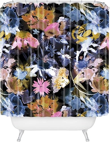 Deny Designs Ninola Designs Spring Memories - Cortina de ducha con pintura oscura, 72 x 69 pulgadas, color negro