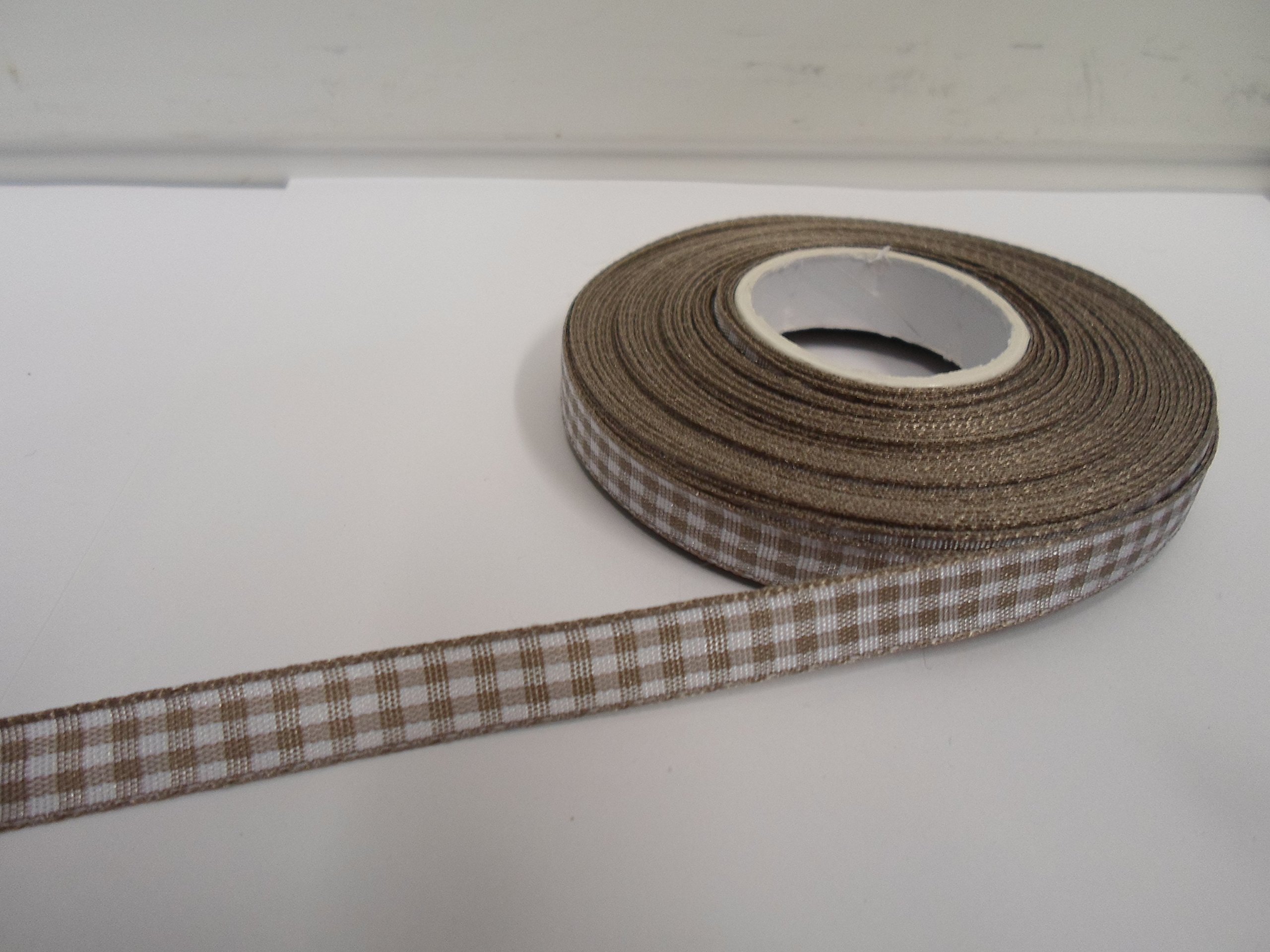 2 metres (Cut from Reel) x 10mm Gingham Ribbon Light Grey Double Sided Check 10 mm 3/8" 1cm