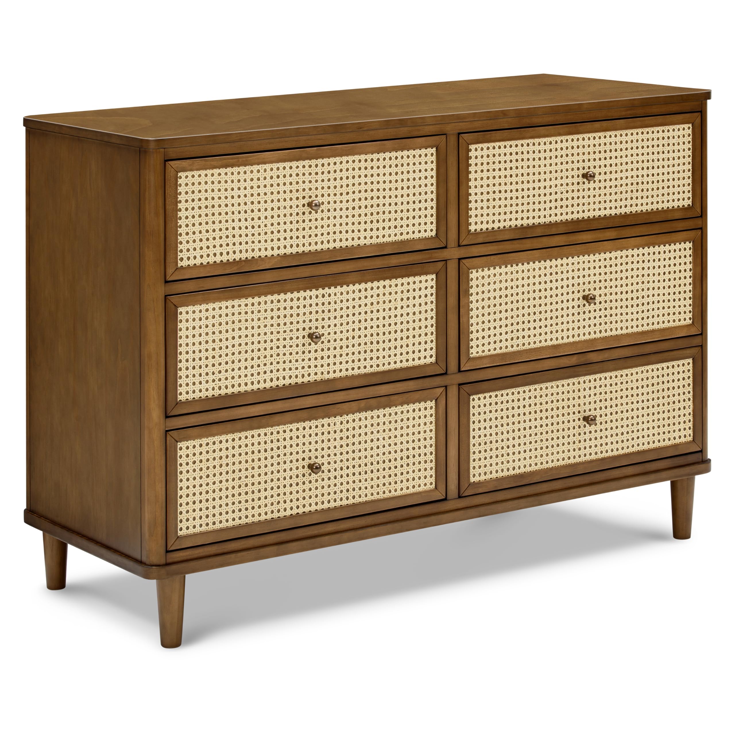 Namesake Marin with Cane 6 Drawer Dresser in Natural Walnut with Blonde Cane
