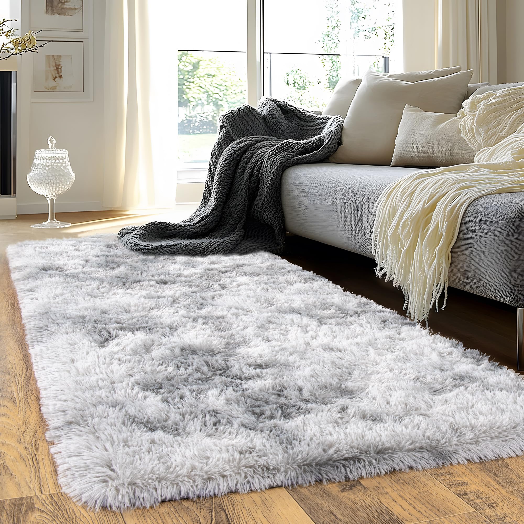 Quntue Runner Rugs for Bedroom 2x6 Rug Runners for Hallways Non Slip Soft Shag Bedside Rug, Fluffy Area Rug Throw Rugs for Living Room, Floor Carpet