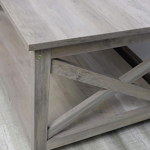 Miniatura 24 de Rainbow Sophia Mesa auxiliar, moderna mesa de centro de madera de granja con almacenamiento de 2 niveles, 40 pulgadas, roble Sargent Roble