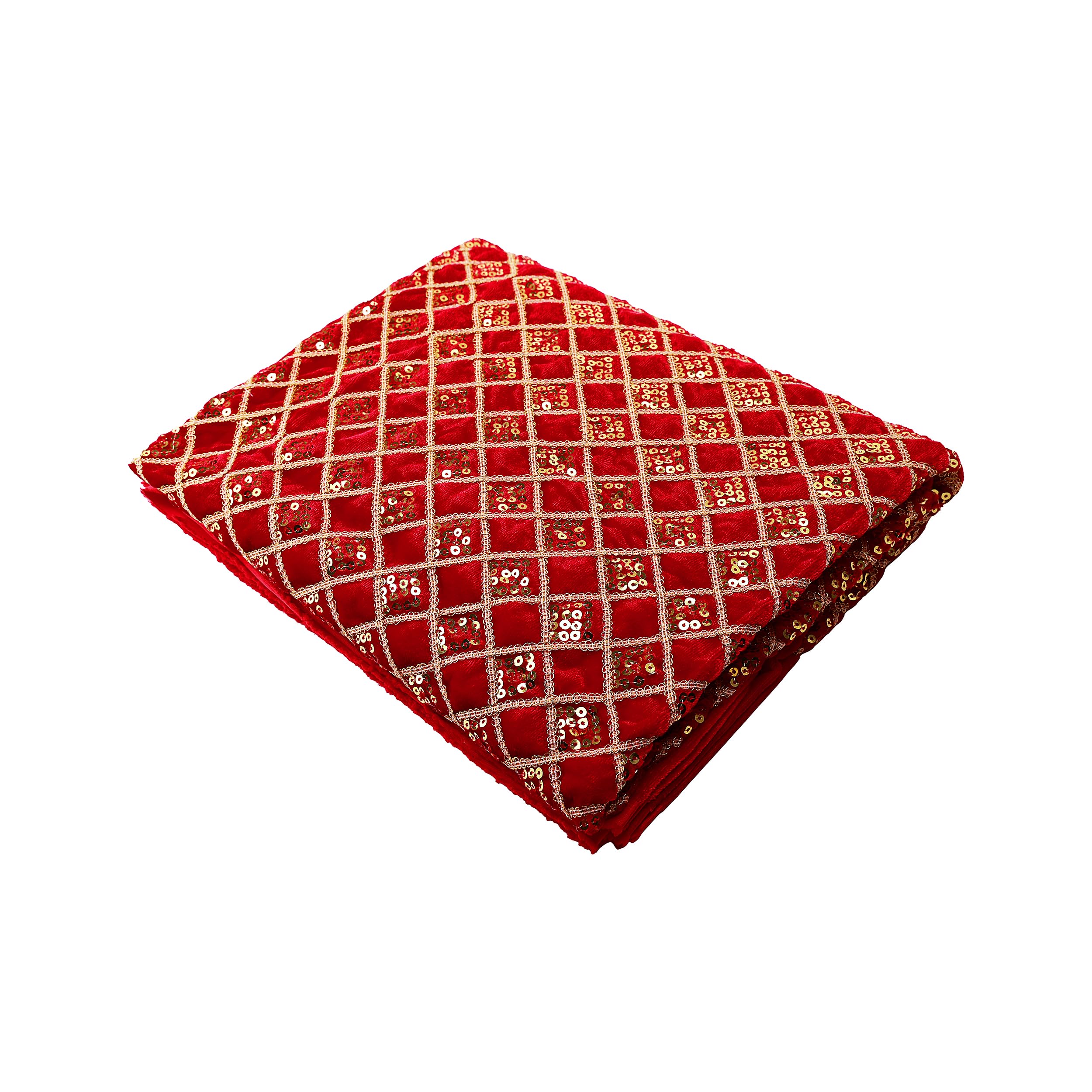 Unstitched Box Work Velvet Fabric for Ganpati Decoration, Ganpati Dhoti, Dress Material, Gift Packing, and Party Décor Backdrop Use It, [Width 42 Inches and Length 2 Meter, Red]-image-41