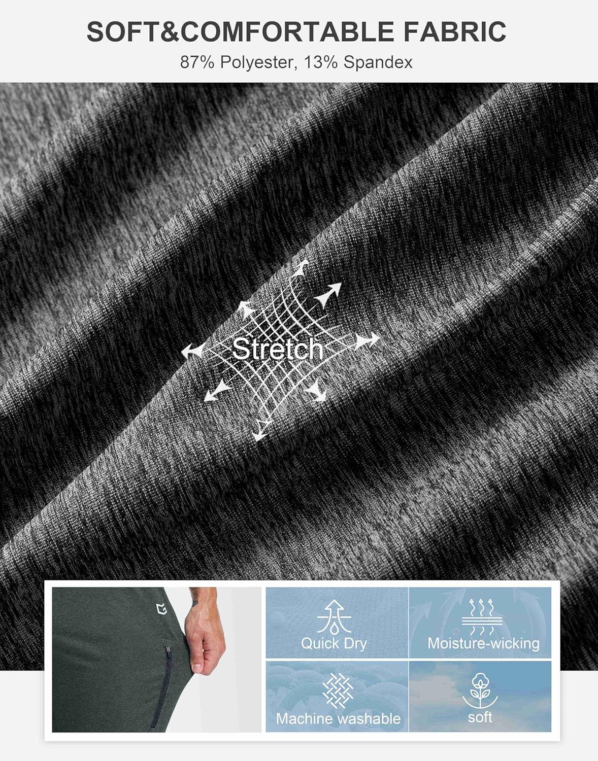 G Gradual Men's Joggers with Zipper Pockets Athletic Workout Running Track Pants Stretch Gym Sweatpants for Men - Image 6