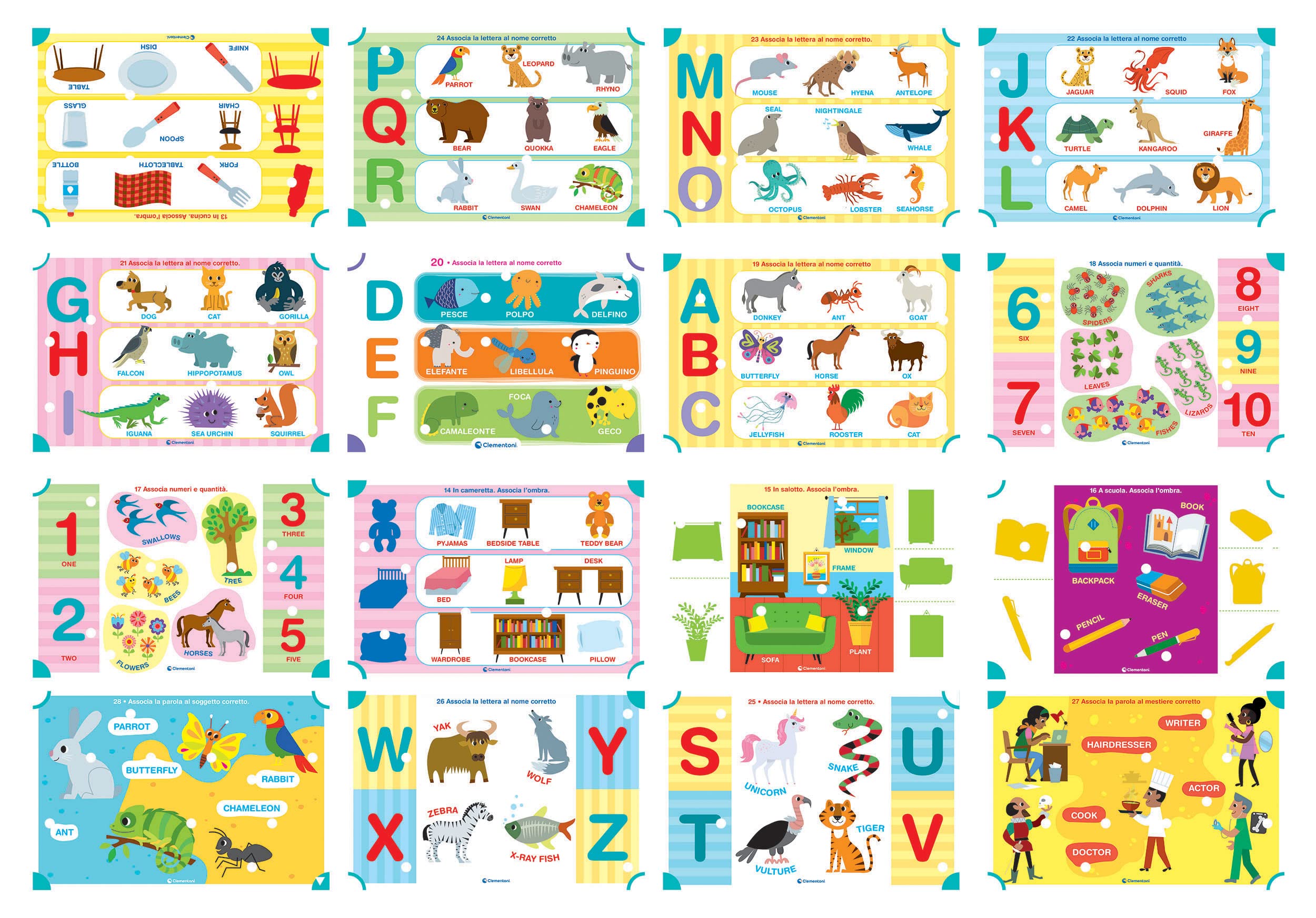 Clementoni Sapientino - Banchetto Inglese con 16 Schede Educative Illustrate, 32 attività e 2 Penne Interattive, Gioco Educativo 3-6 Anni, Made in Italy, Lingua Italiana, 16387