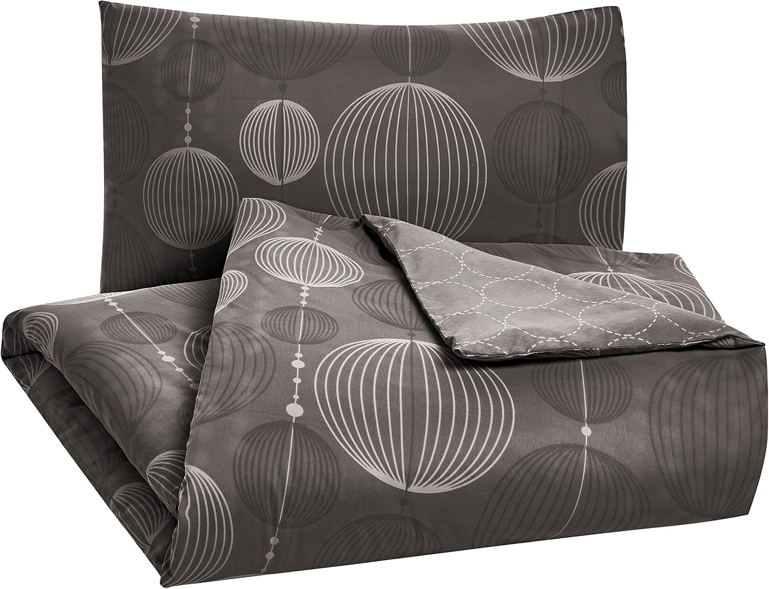 AmazonBasics Microfiber Duvet Cover Set –2 pieces, 135x200cm/50x80cmx1, Industrial Grey