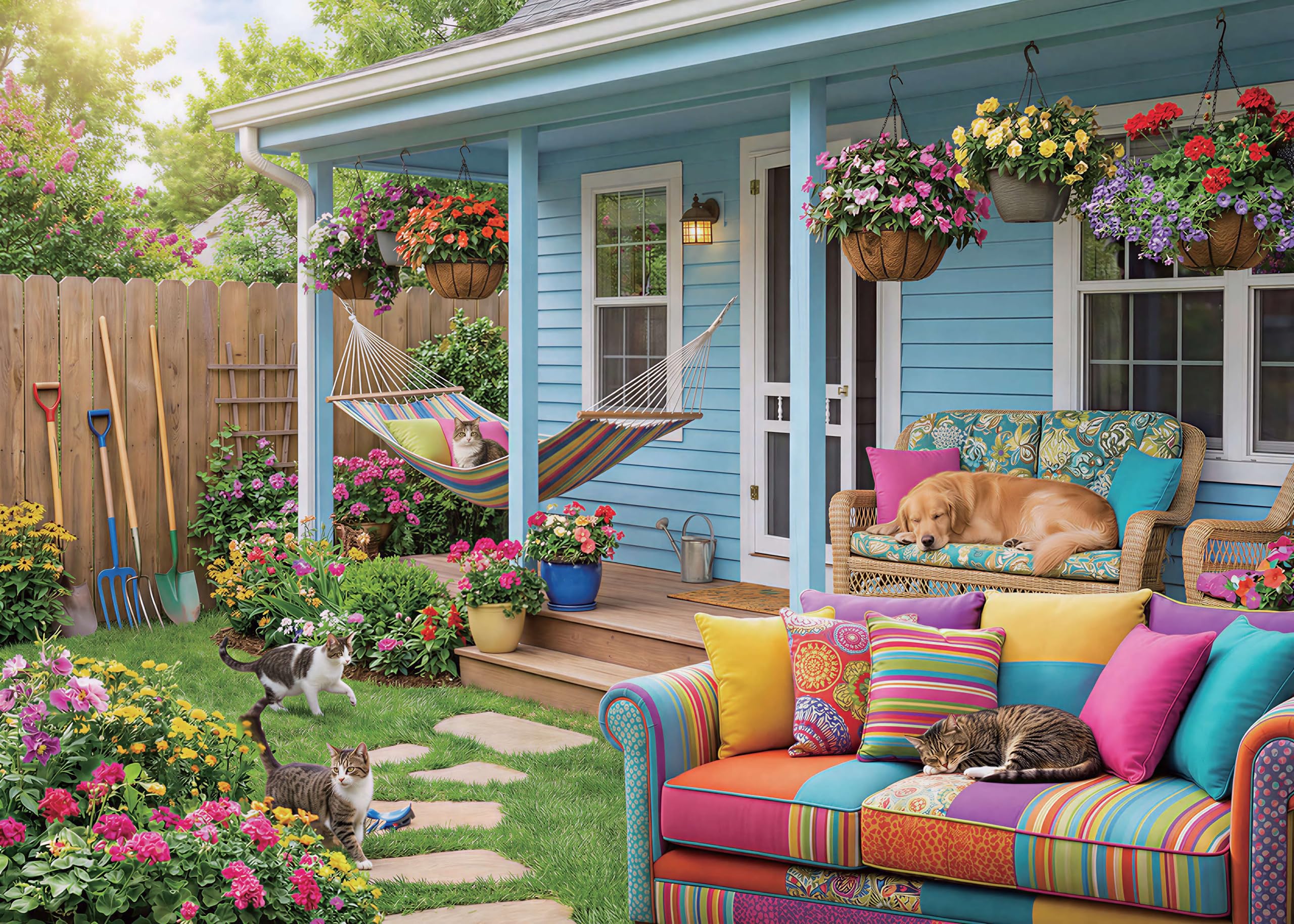 Nattork Jigsaw Puzzles 1000 Pieces for Adults or Families Pieces Fit Together Perfectly (Garden Cottage)