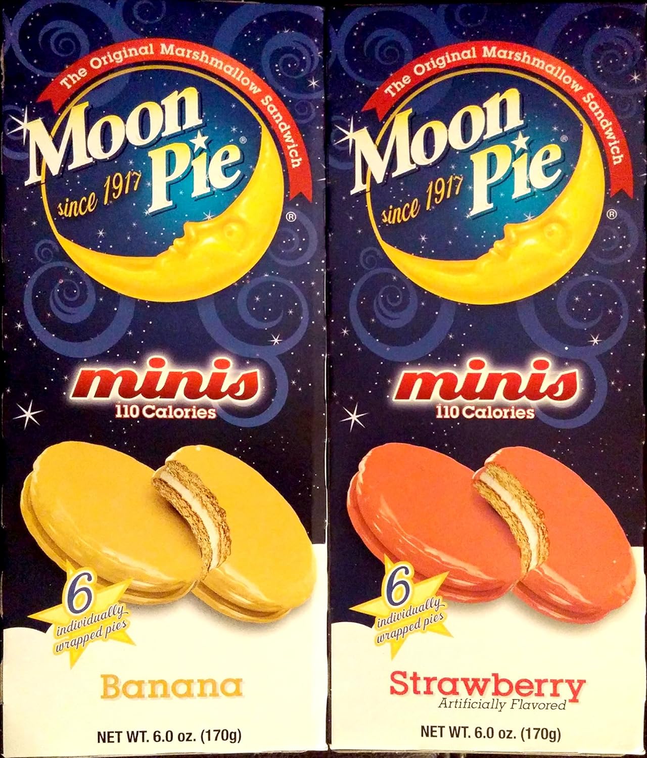Moon Pie Minis 2 Box Variety Pack (1 Strawberry 1