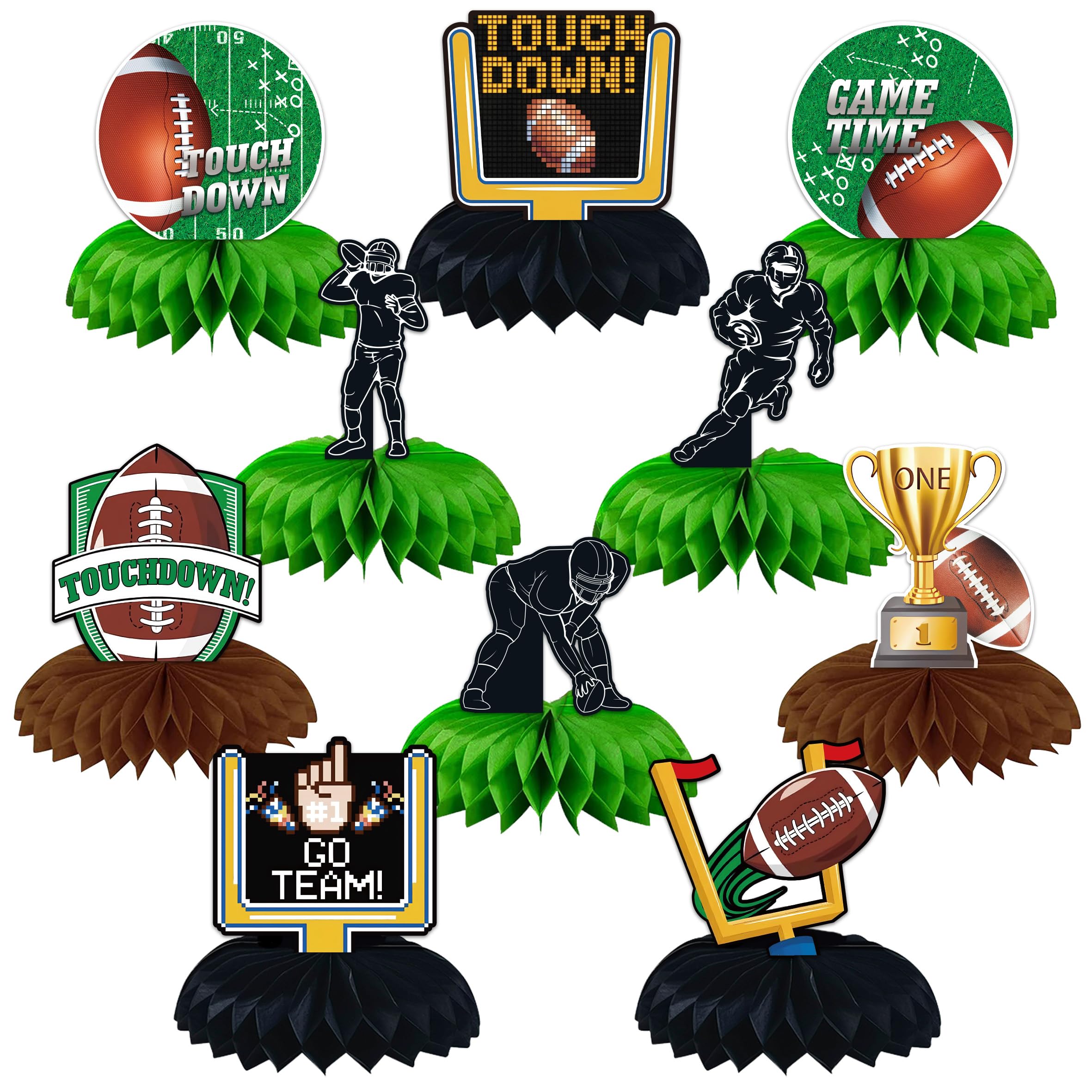 Photo 1 of 10PCS Football Party Decorations Football Table Centerpiece Football Honeycomb Centerpieces Table Toppers for Football Birthday Party Football Game