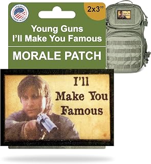 RedheadedTshirts - Young Guns I'll Make You Famous Morale Patch - Billy The Kid Tactical Patch for Military Gear, Backpacks, Operator Baseball Caps, Plate Carrier Patch & Vests - 2x3 Morale Patches