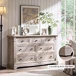 T4TREAM Ferme 7 Dressers Dresser pour Chambre, 54" Large bois Rustique coffre de tiroirs avec colonne romaine, commodes de rangement en bois Organisateur pour chambre, salon, chêne rustique léger