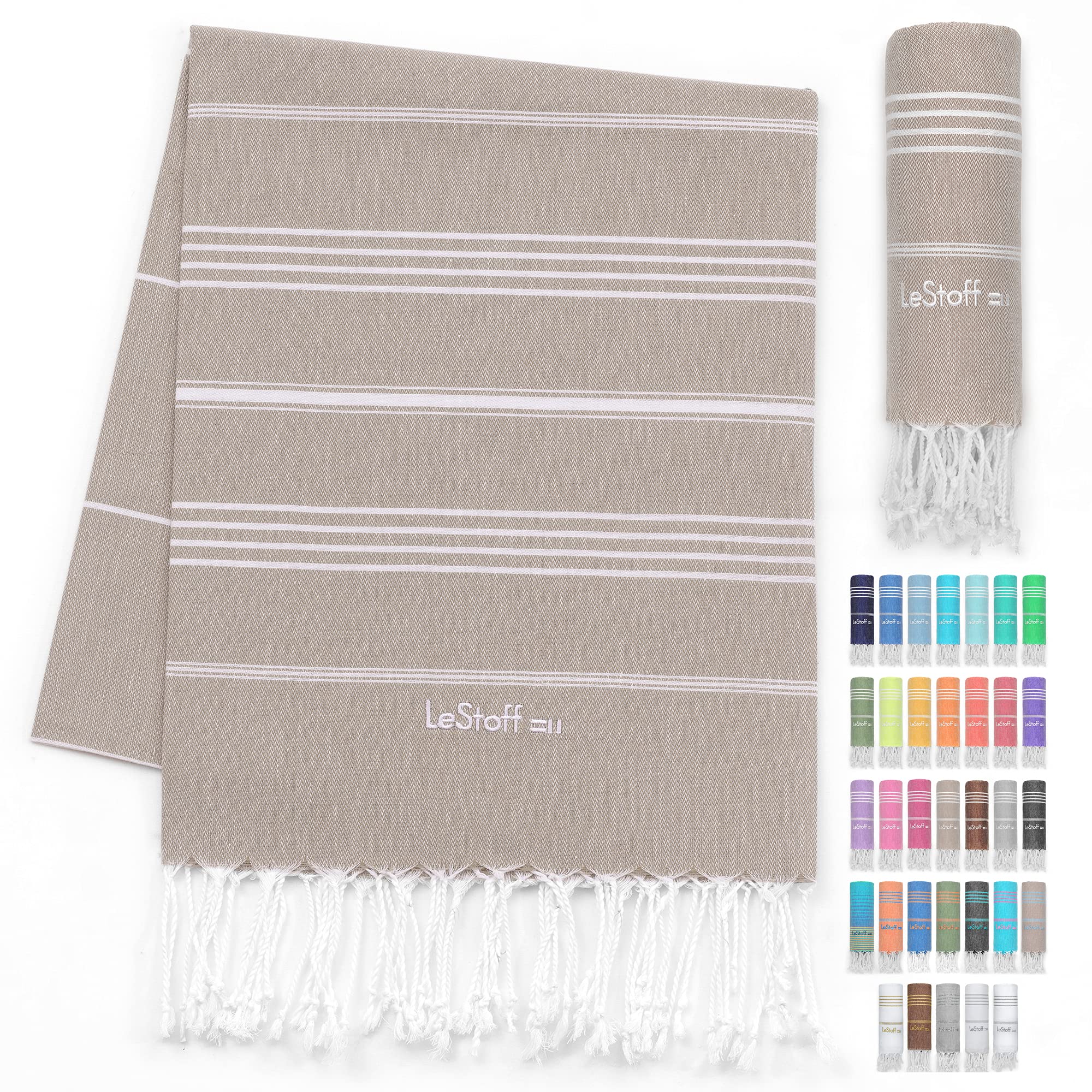 LeStoff Turkish Hammam Towel, 100% organic cotton, 95 x 180 cm, Pre-washed, Absorbent, Quick-drying, Lightweight