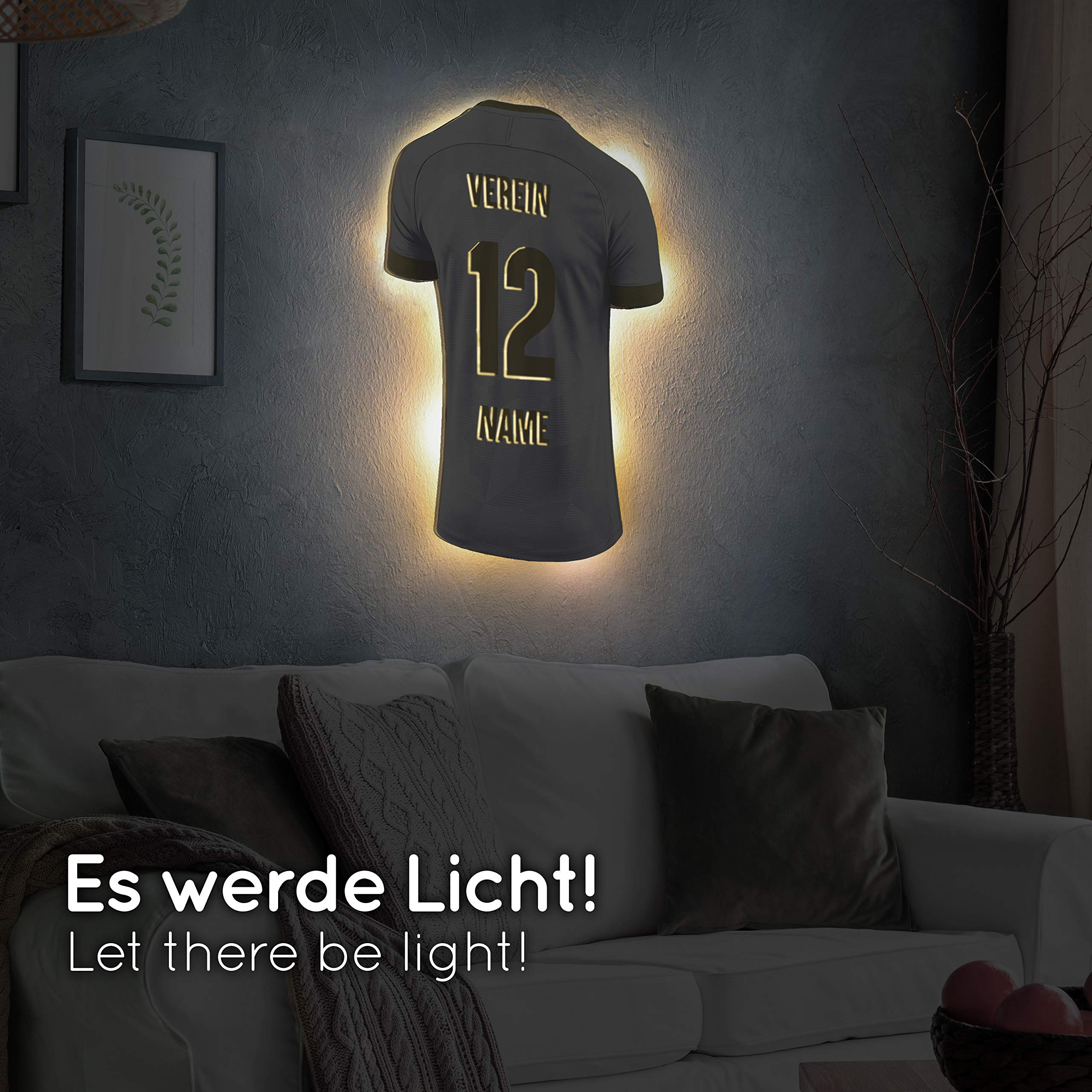 Elbeffekt Trikotlampe für Madrid Fans aus Holz - personalisierbares Geschenk - schenke Dein individuellen Madrid Fanartikel aus Echtholz