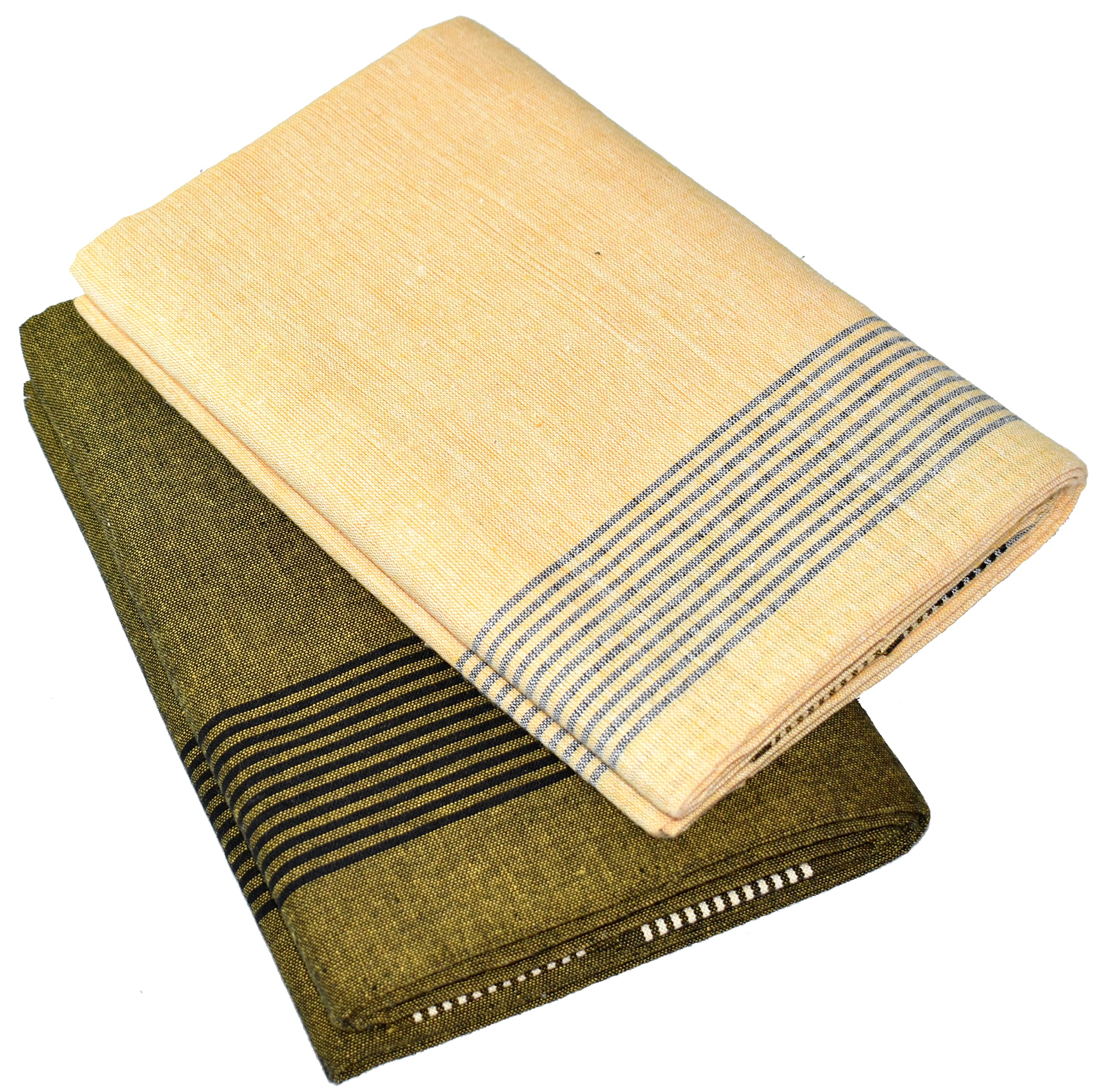 TUNI MANI Men's Cool Cotton Dhoti Plain Solid/Length: 2.0m (Pack of 2)