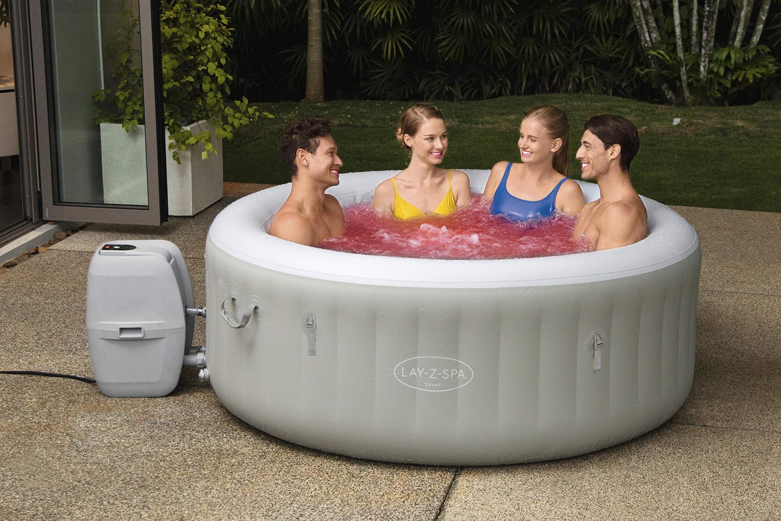 BESTWAY - SPA Hinchable Lay-Z-SPA Tahiti para 2-4 Personas Redondo 180x66 cm con Luces LED