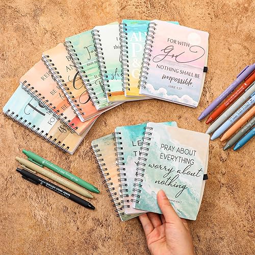 Miniatura 4 de 40 juegos de cuadernos de espiral, regalo cristiano de Navidad, versículos de la Biblia, diarios de oración, cuaderno religioso inspirador, bloc de