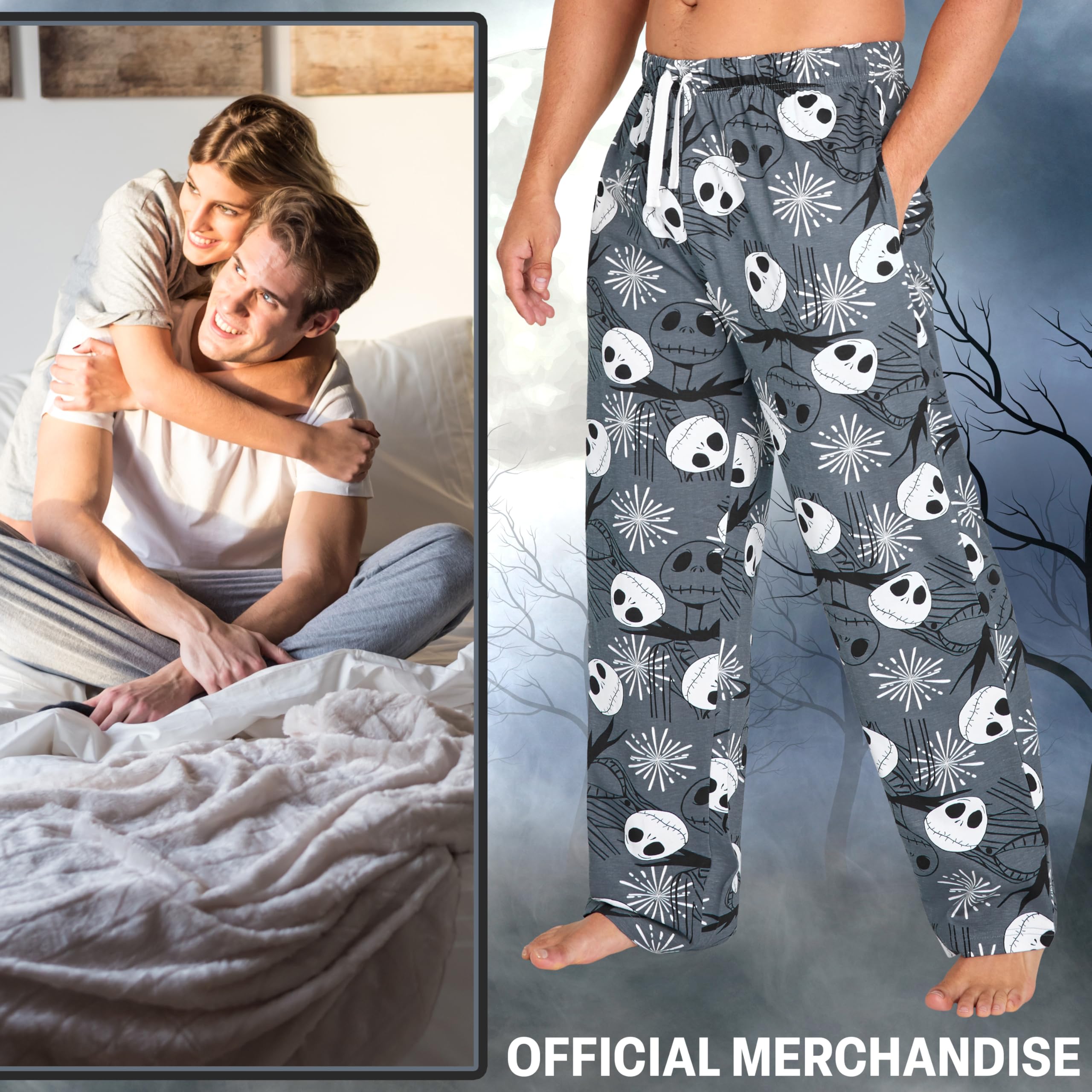 Disney Schlafanzug Hose Herren Freizeithose Lang 100% Baumwolle Jogginghose Teens Männer Pyjamahose mit Kordelzug