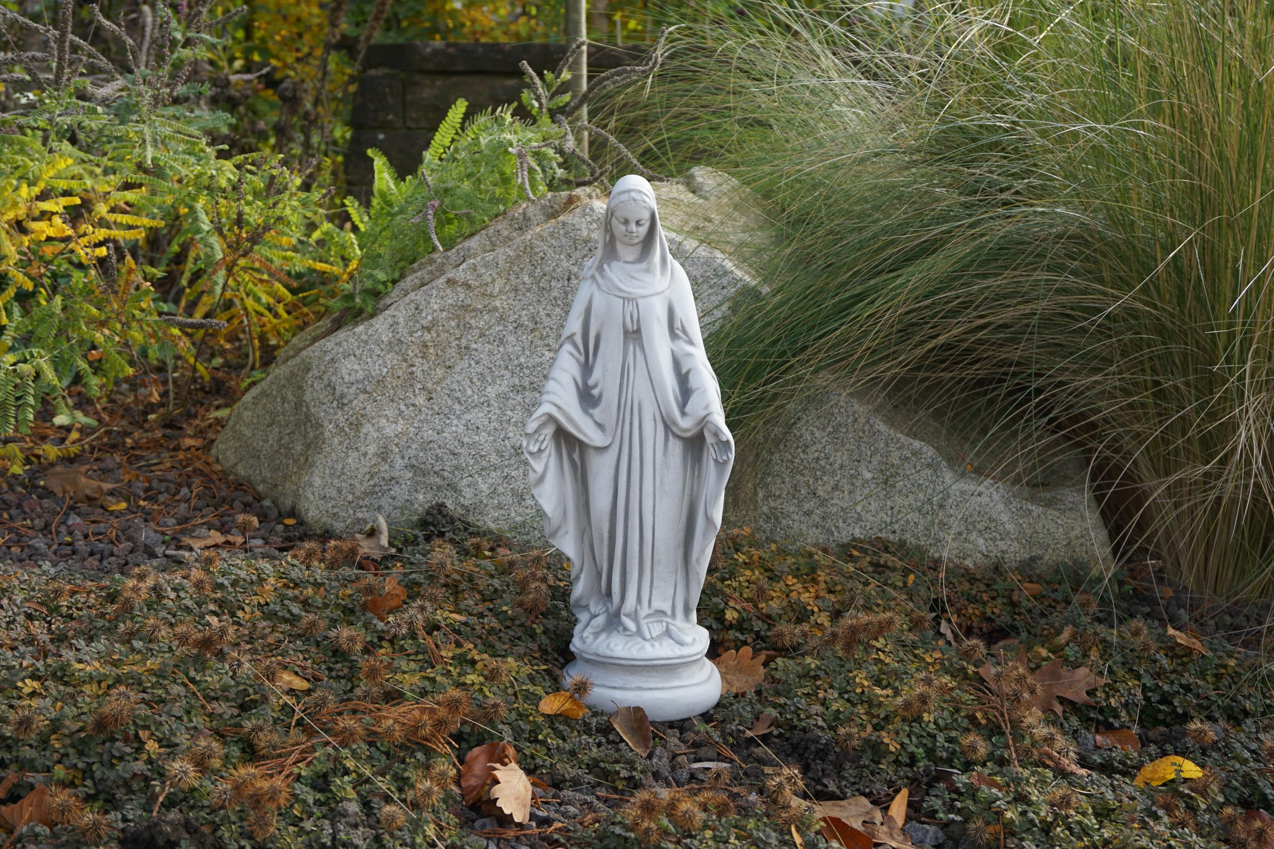 gartendekoparadies.de Madonna do ogrodu, kamienna figurka, wys. 43 cm, 5 kg, szara, odporna na mróz z odlewu kamiennego, do użytku na zewnątrz