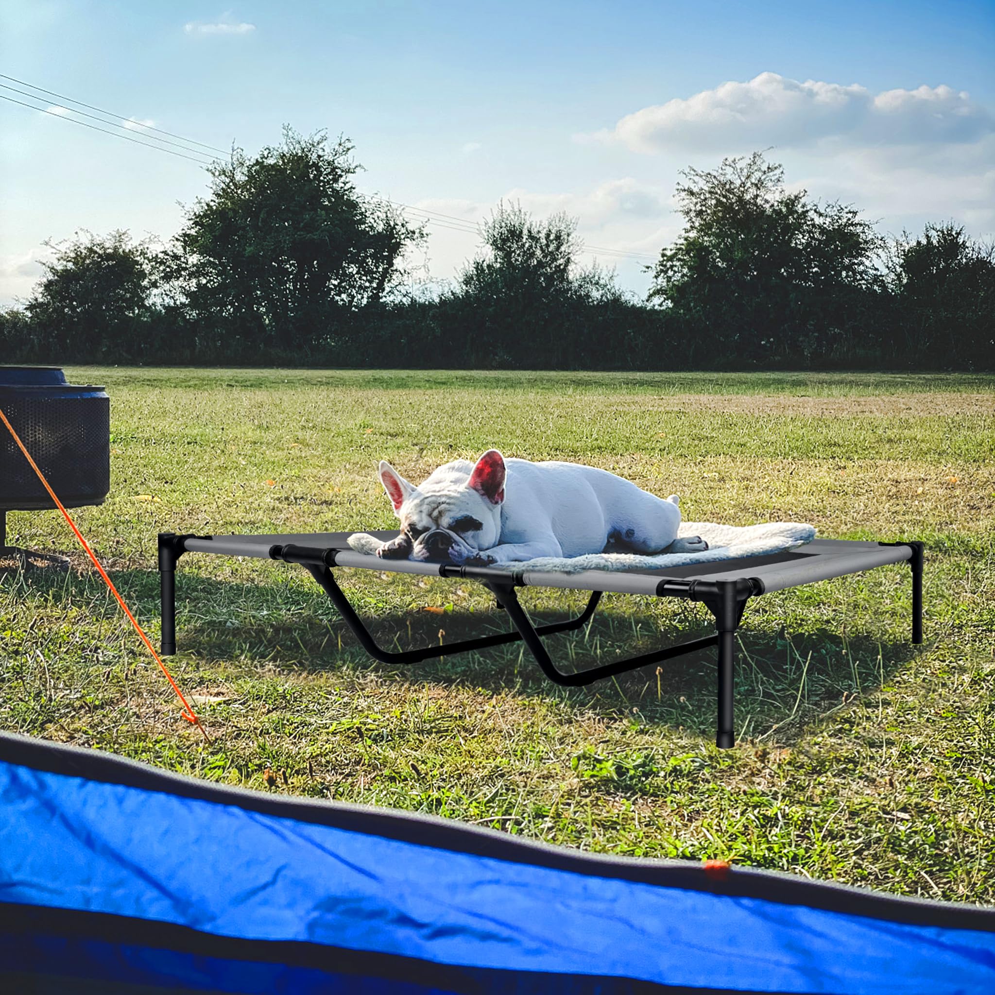 FIVMEN Cama para perros con dosel para perros al aire libre 2 en 1, cama para mascotas, sofá elevado, cama para gatos y perros pequeños y grandes, 122 x 92 x 102 cm