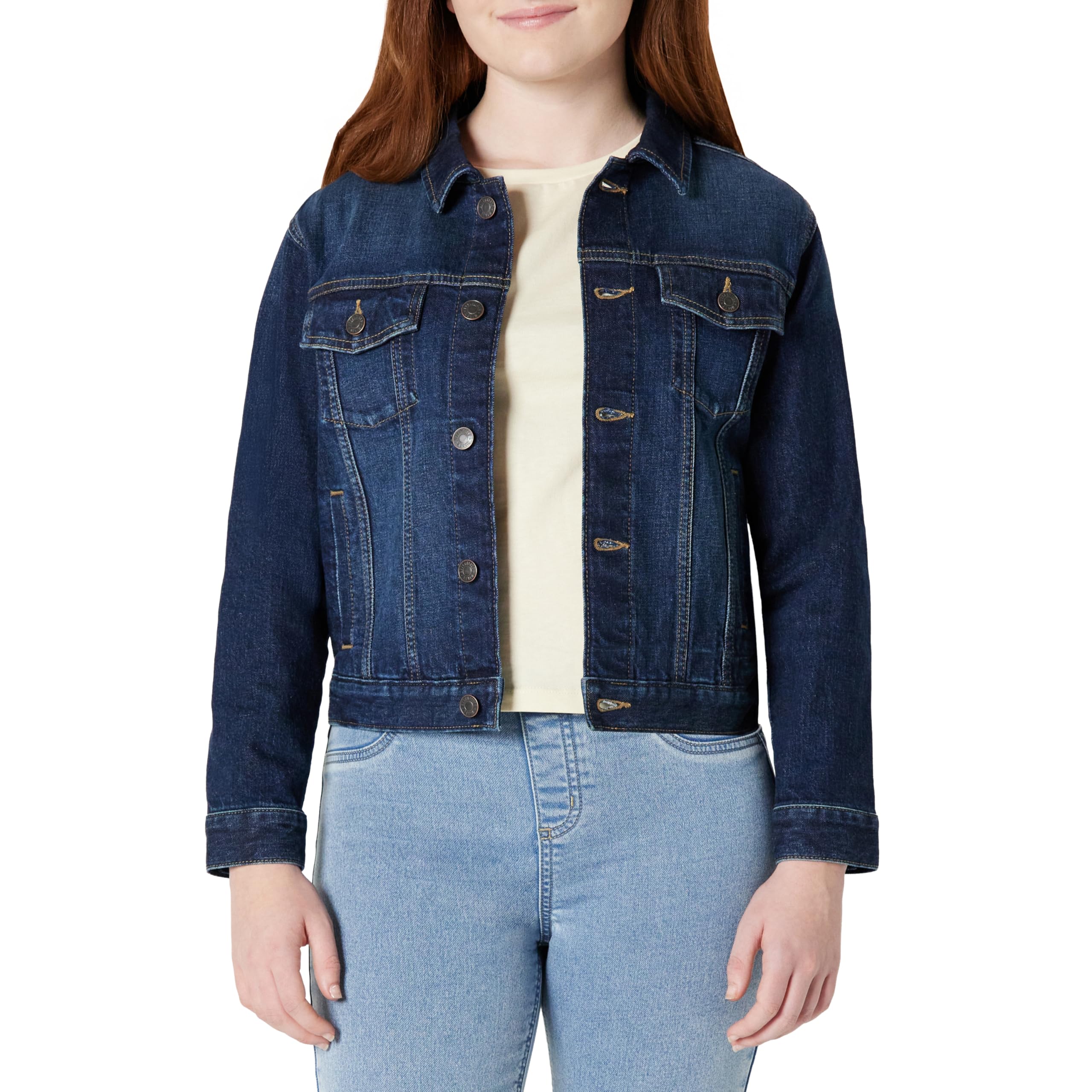 Amazon Essentials Veste Camionneur en Denim Moyennement Extensible pour Garçons et Filles, Coupe Standard Mixte Enfant