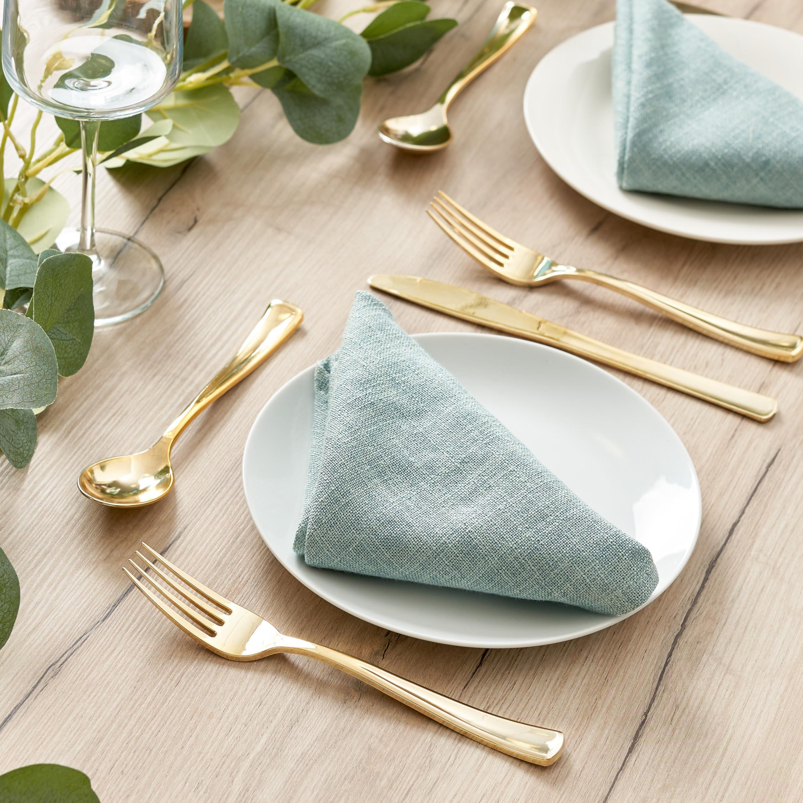MATANA 720 Elegantes Wiederverwendbares Goldenes Besteck Set – 240 Messer, 240 Gabeln, 240 Löffel – Mehrweg & Stabiles Besteck für Hochzeiten, Geburtstage, Partys & Veranstaltungen